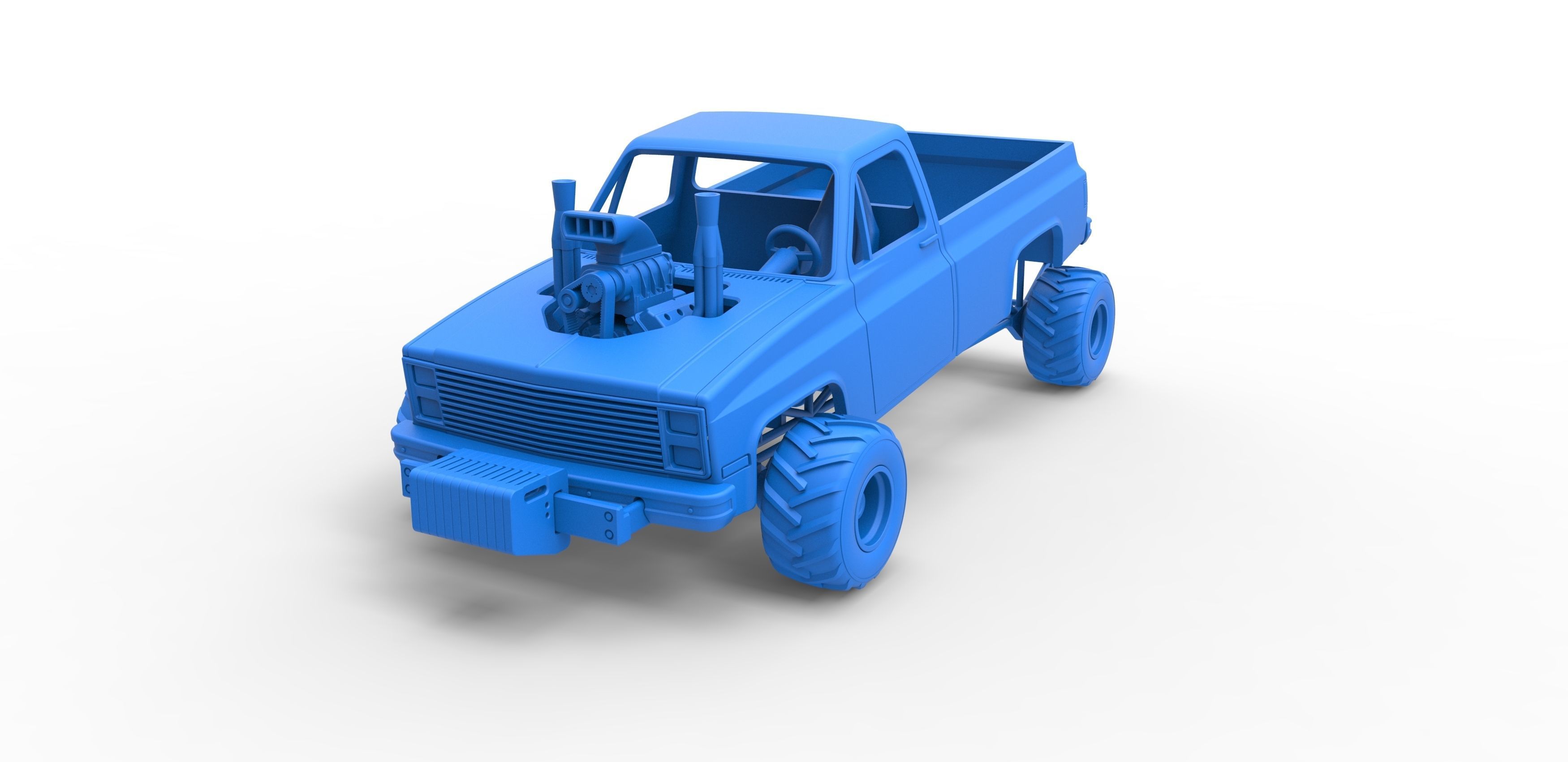 Old school pulling truck 4wd Scale 1 to 25 3D print model_16