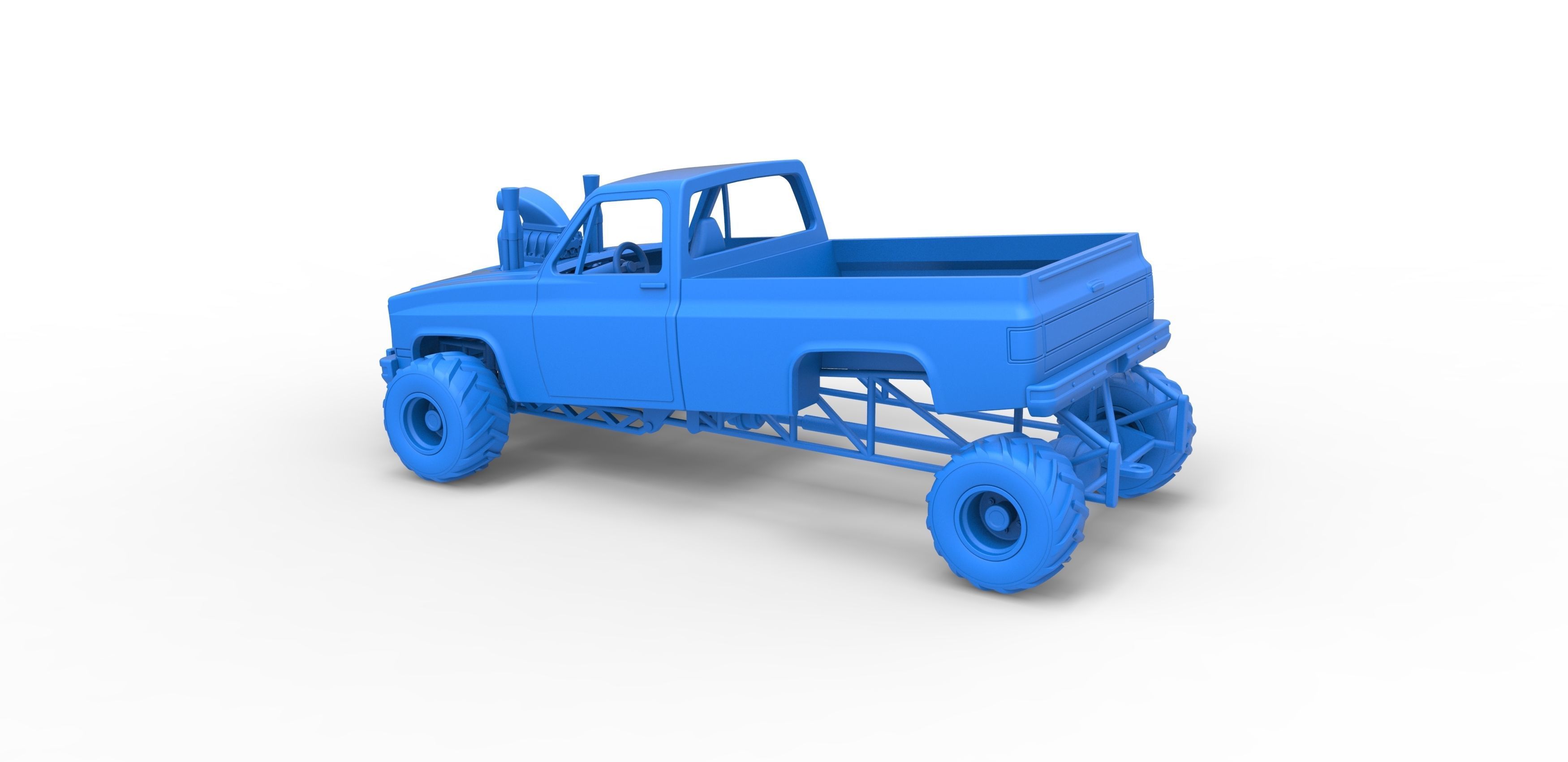 Old school pulling truck 4wd Scale 1 to 25 3D print model_23