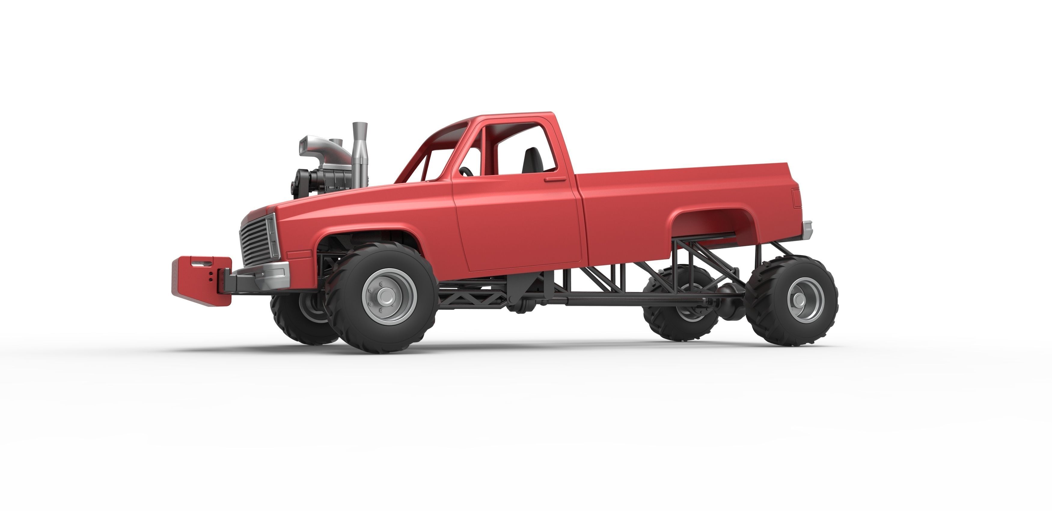 Old school pulling truck 4wd Scale 1 to 25 3D print model_2