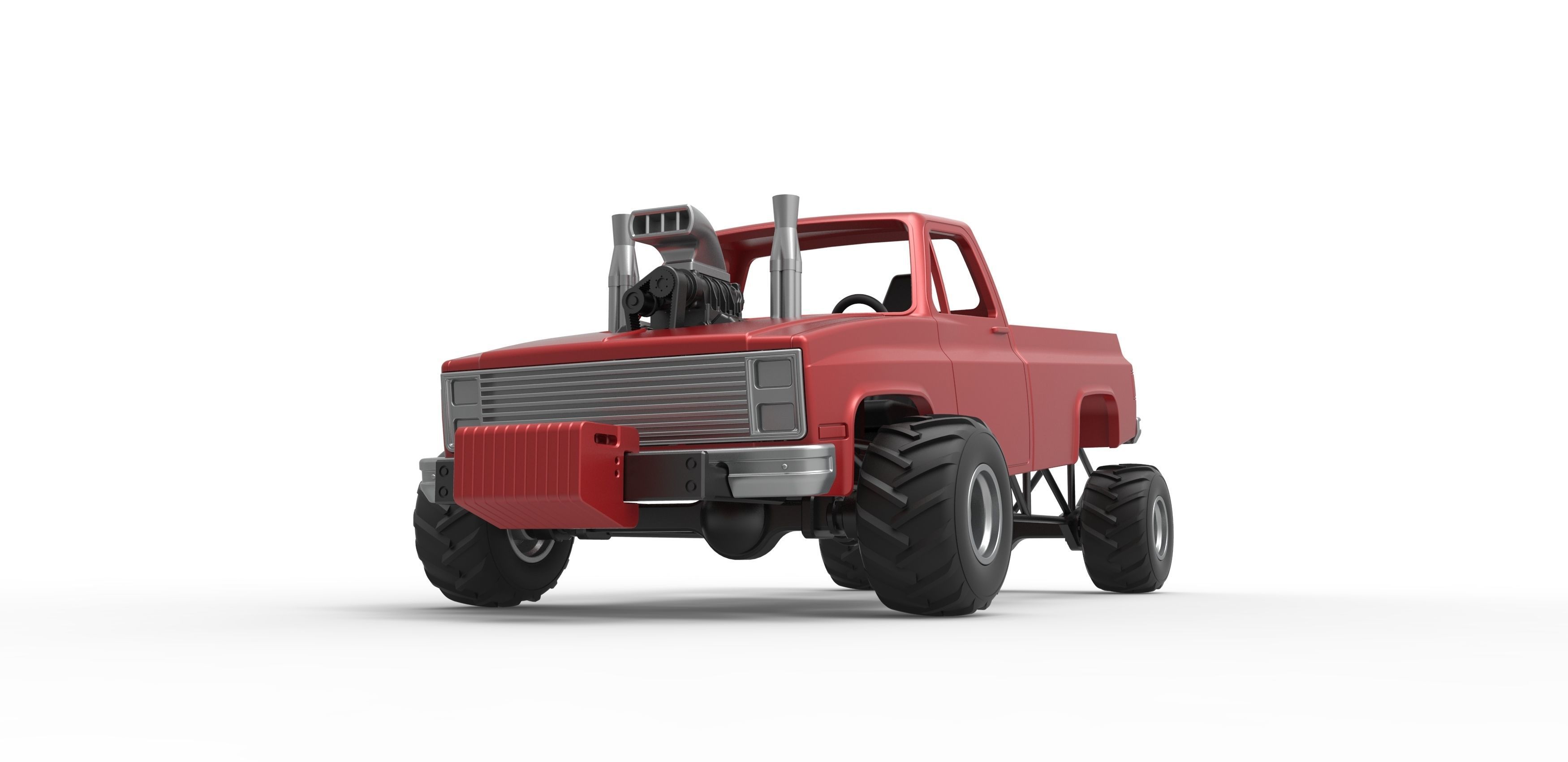 Old school pulling truck 4wd Scale 1 to 25 3D print model_4