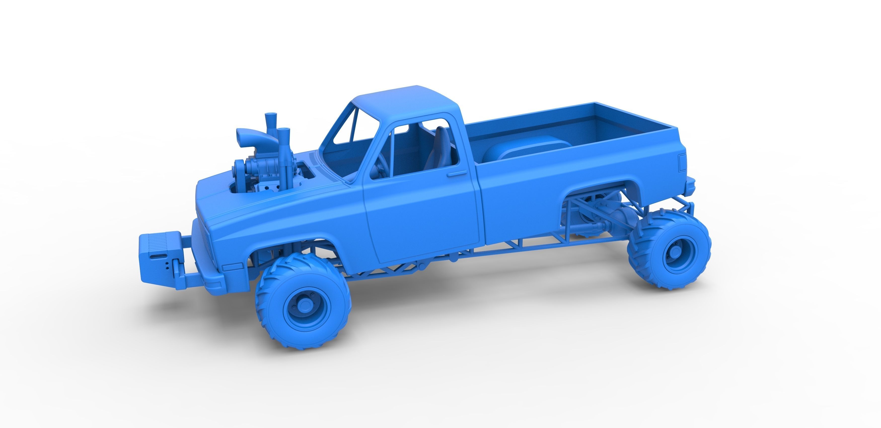 Old school pulling truck 4wd Scale 1 to 25 3D print model_14