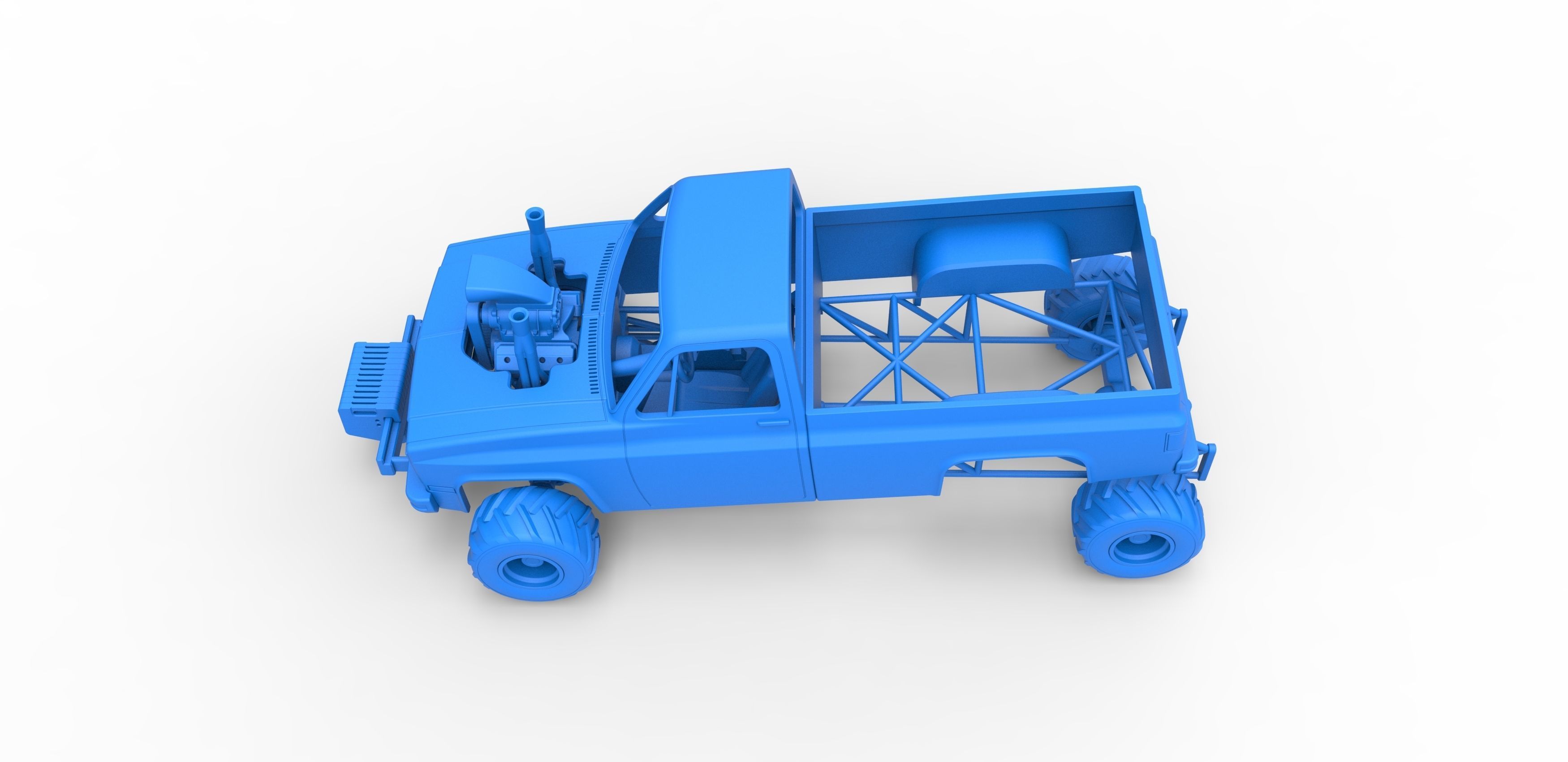 Old school pulling truck 4wd Scale 1 to 25 3D print model_21