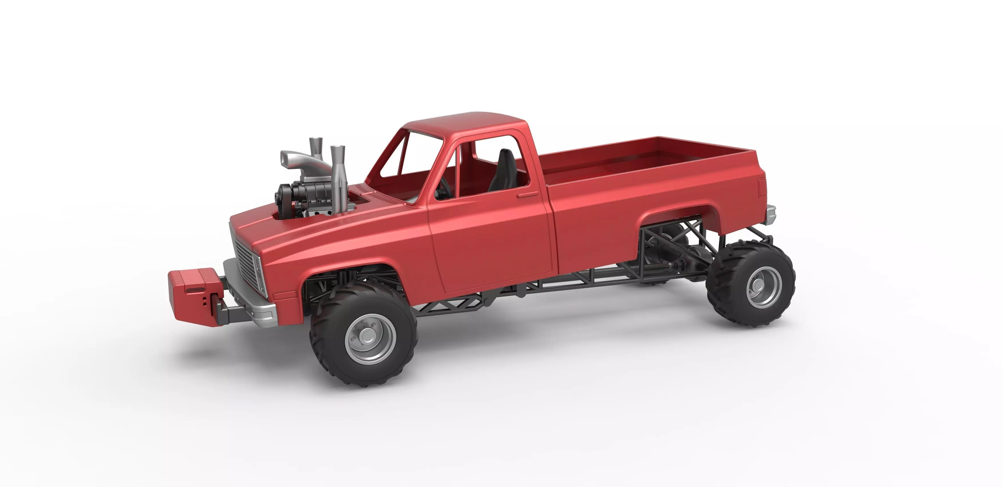 Old school pulling truck 4wd Scale 1 to 25 3D print model_0