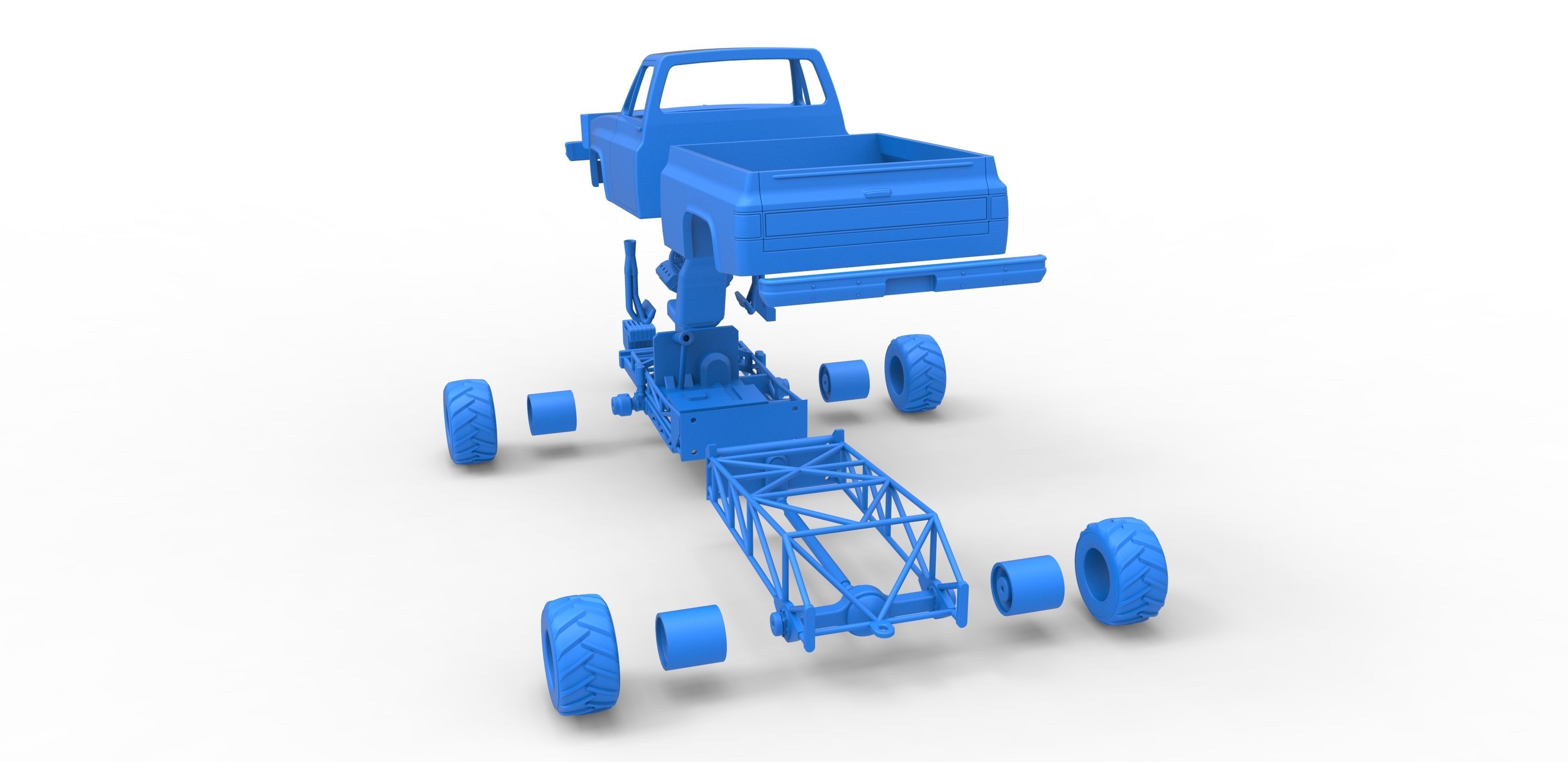 Old school pulling truck 4wd Scale 1 to 25 3D print model_33