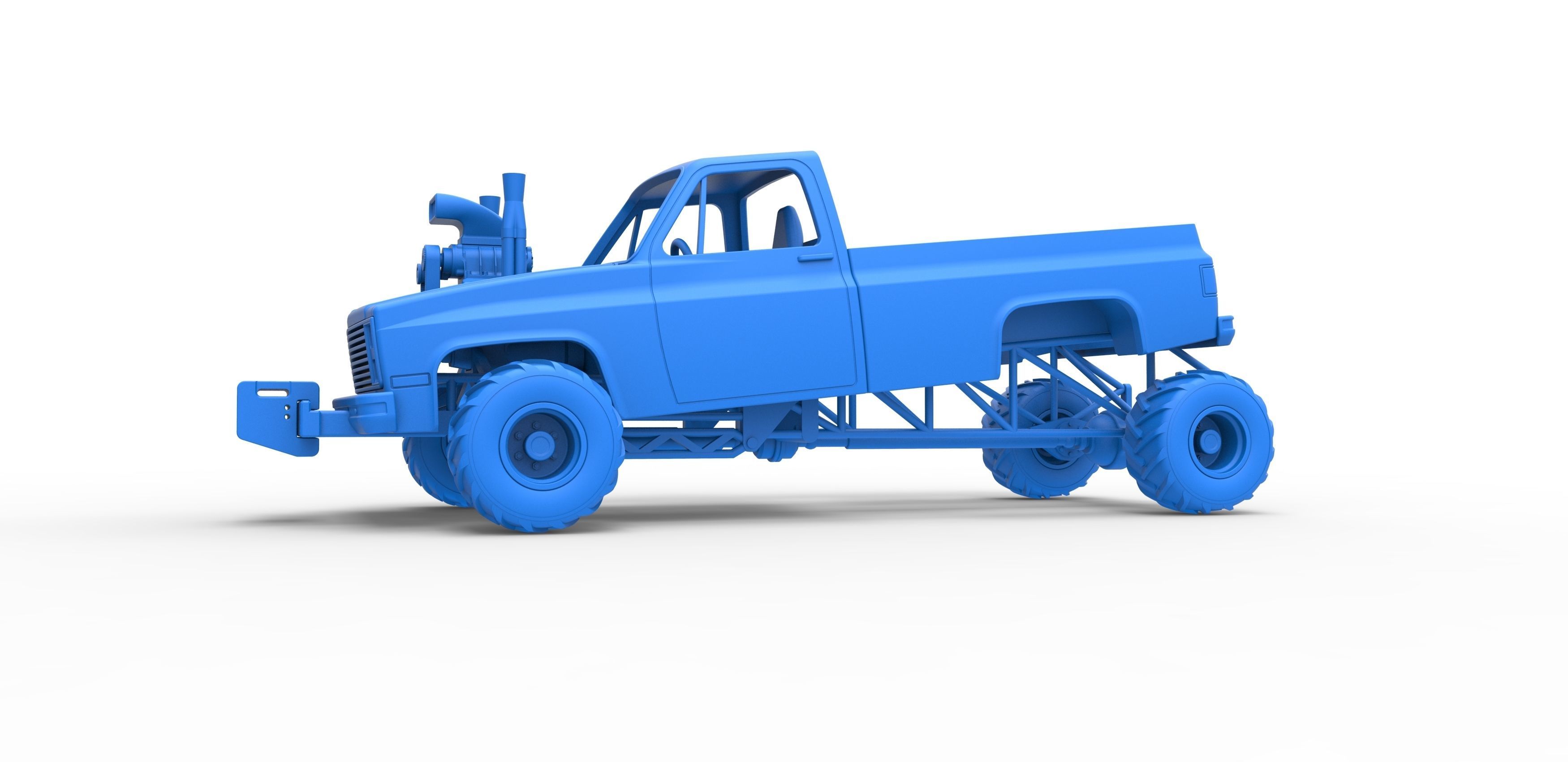Old school pulling truck 4wd Scale 1 to 25 3D print model_15