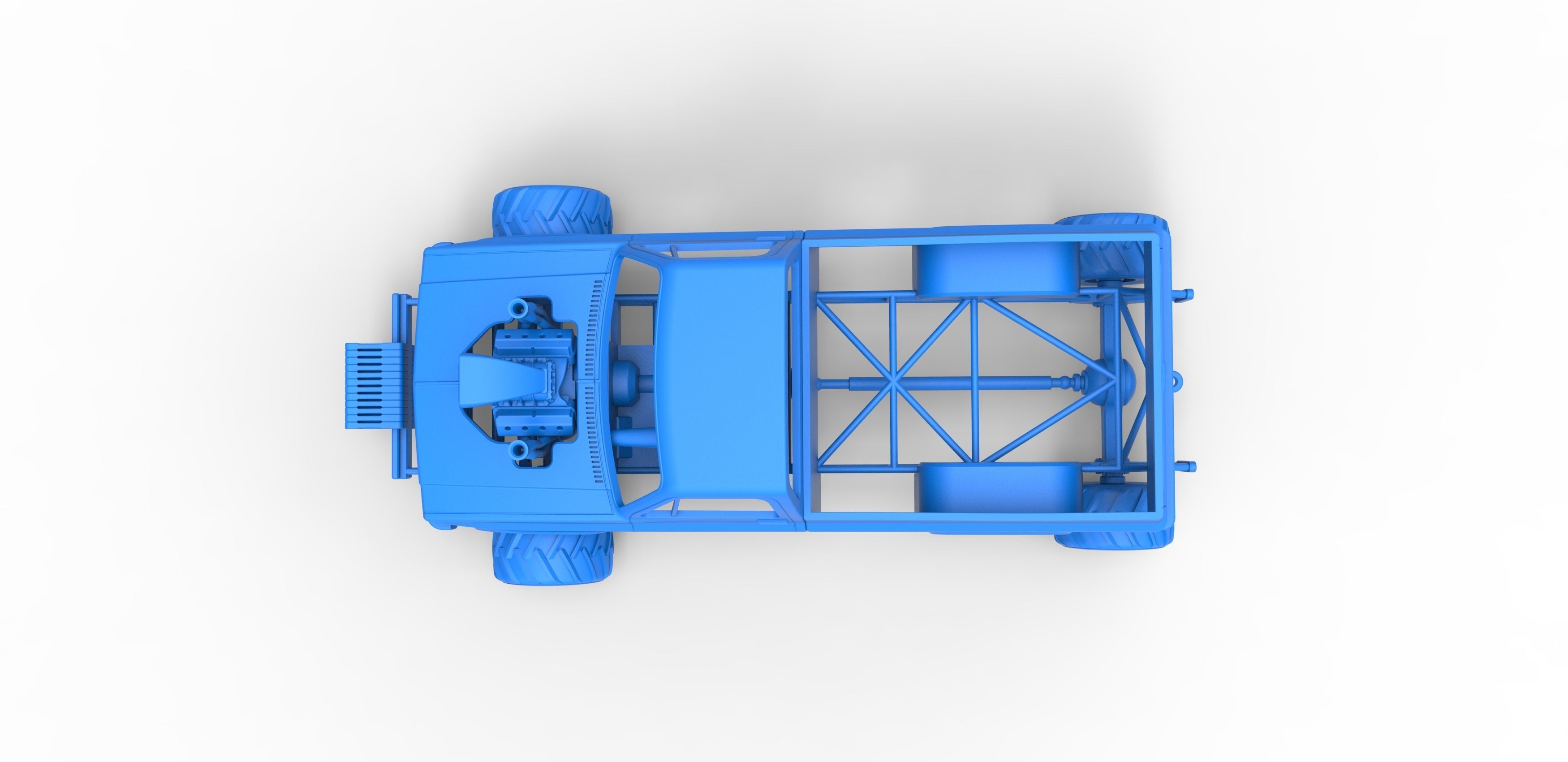 Old school pulling truck 4wd Scale 1 to 25 3D print model_22