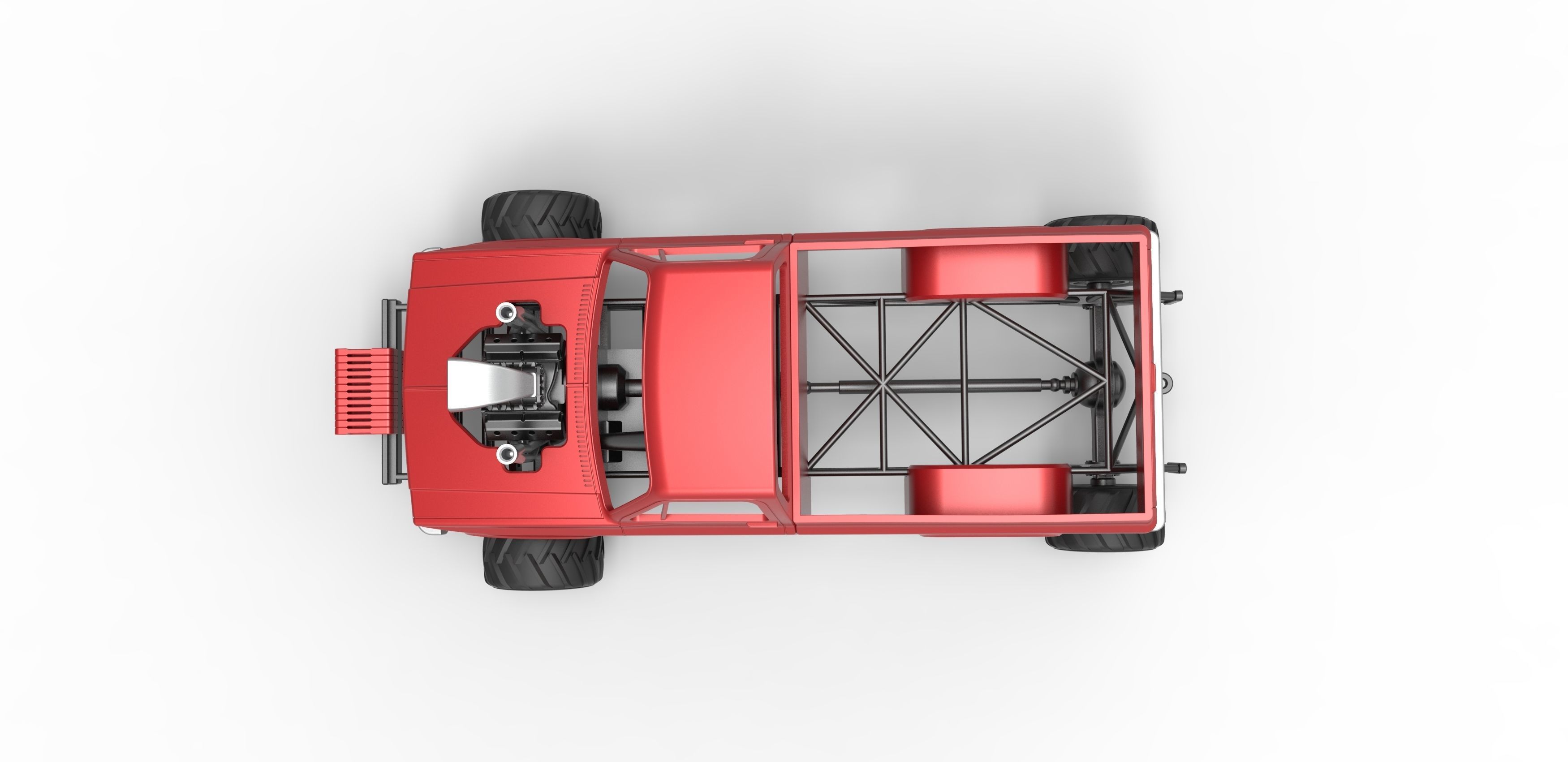 Old school pulling truck 4wd Scale 1 to 25 3D print model_9