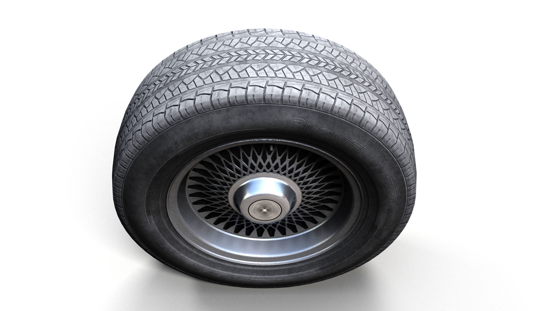 Sedan wheel PBR Low-poly 3D model_3