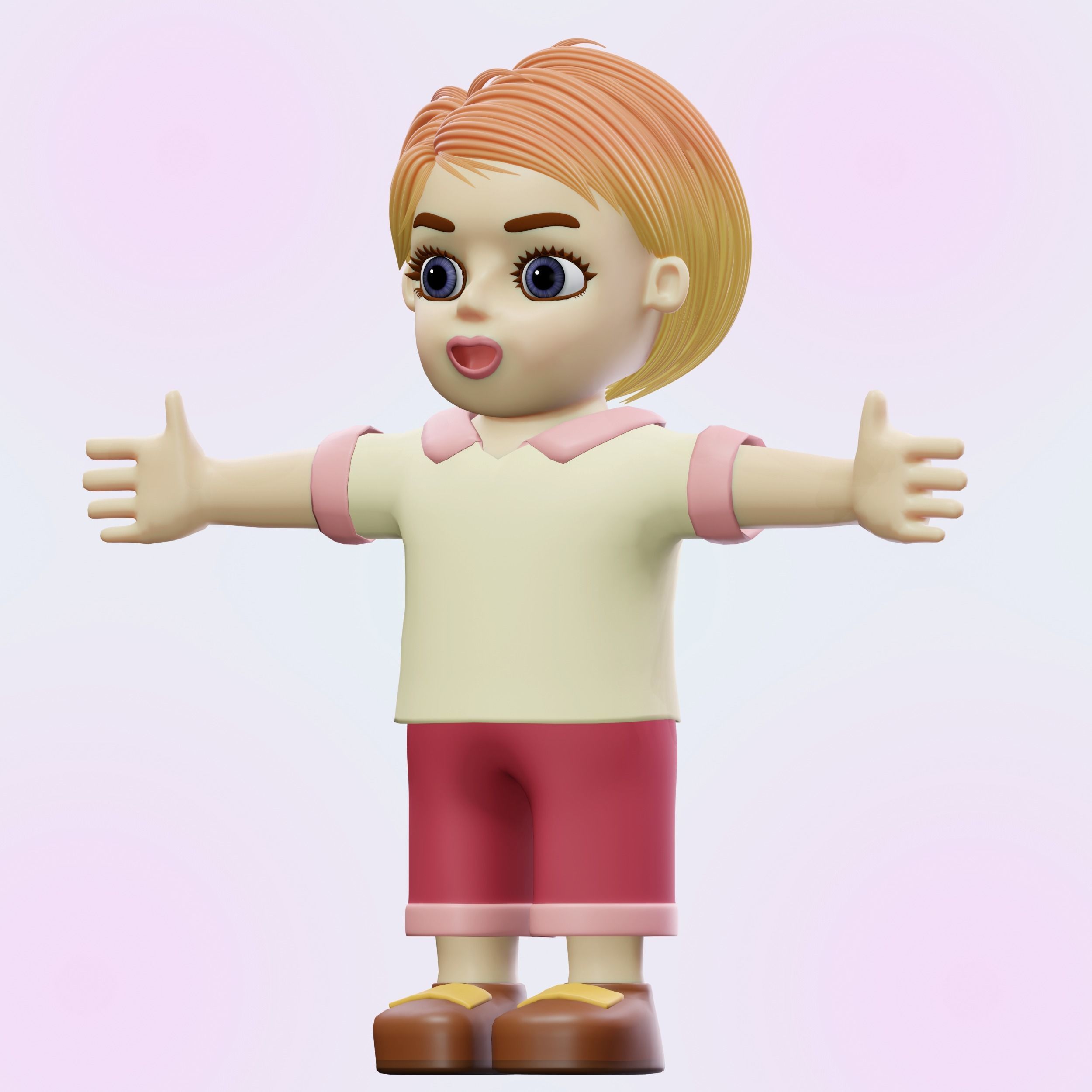 Happy Boy Trio Low-poly 3D model_1