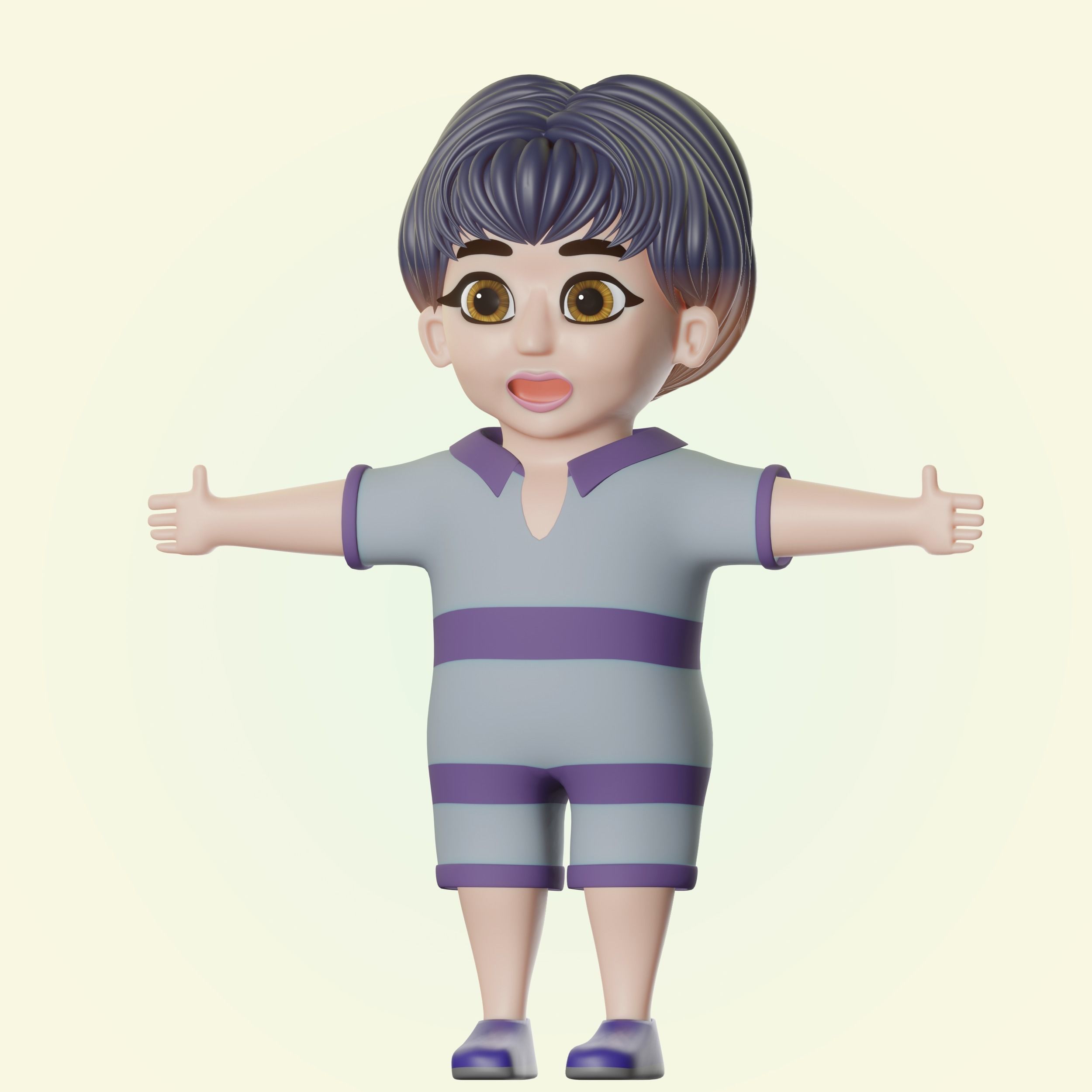 Happy Boy Trio Low-poly 3D model_21