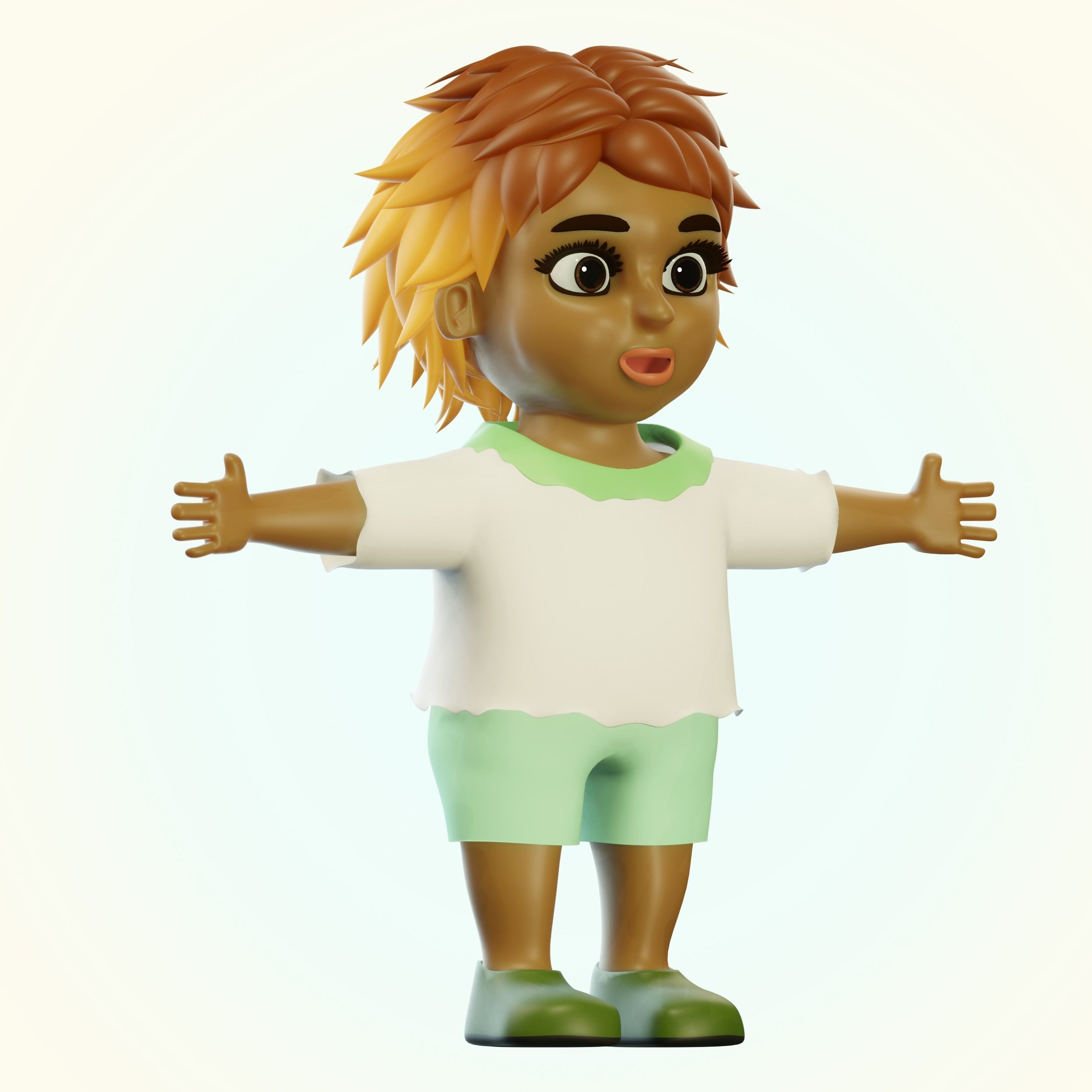 Happy Boy Trio Low-poly 3D model_11