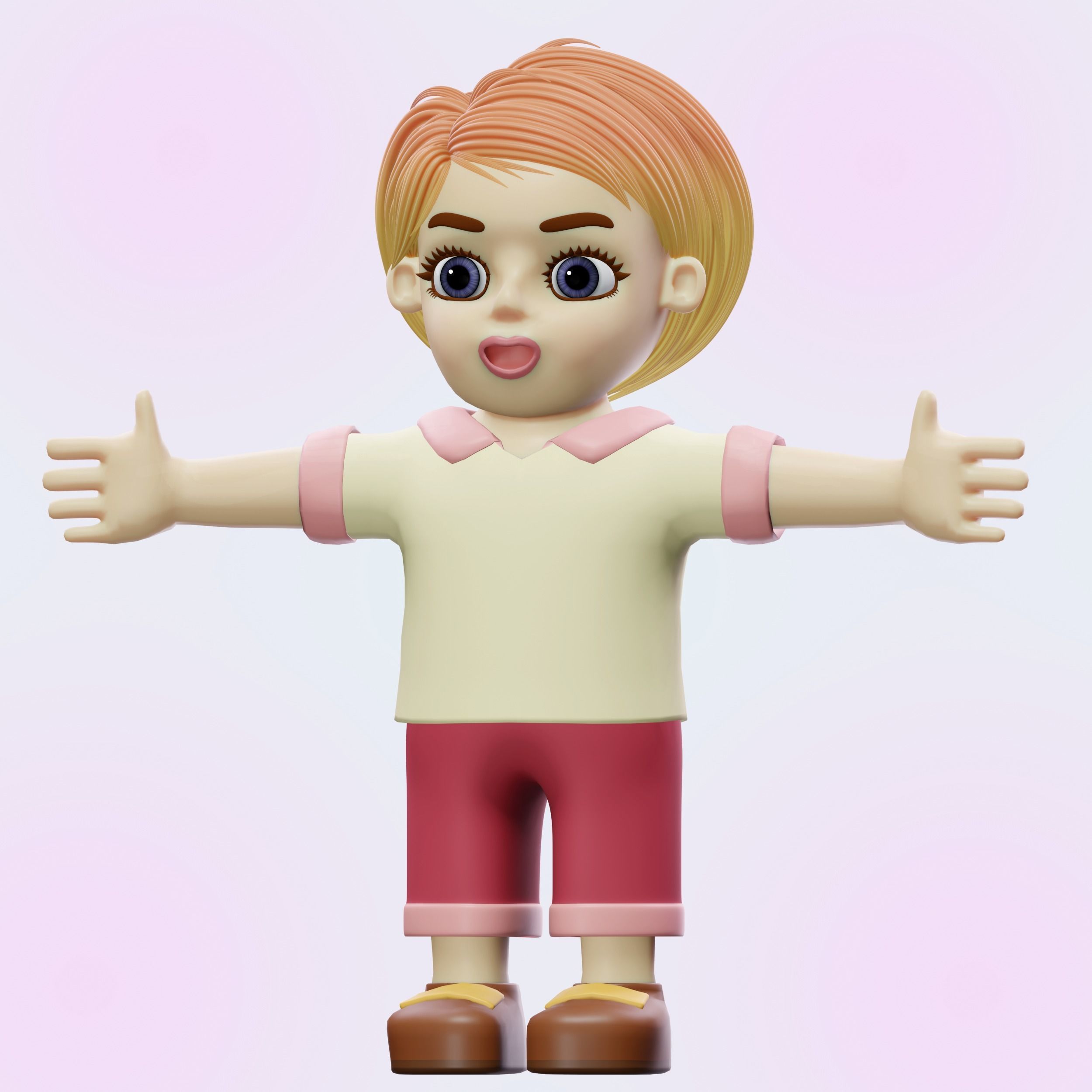 Happy Boy Trio Low-poly 3D model_2