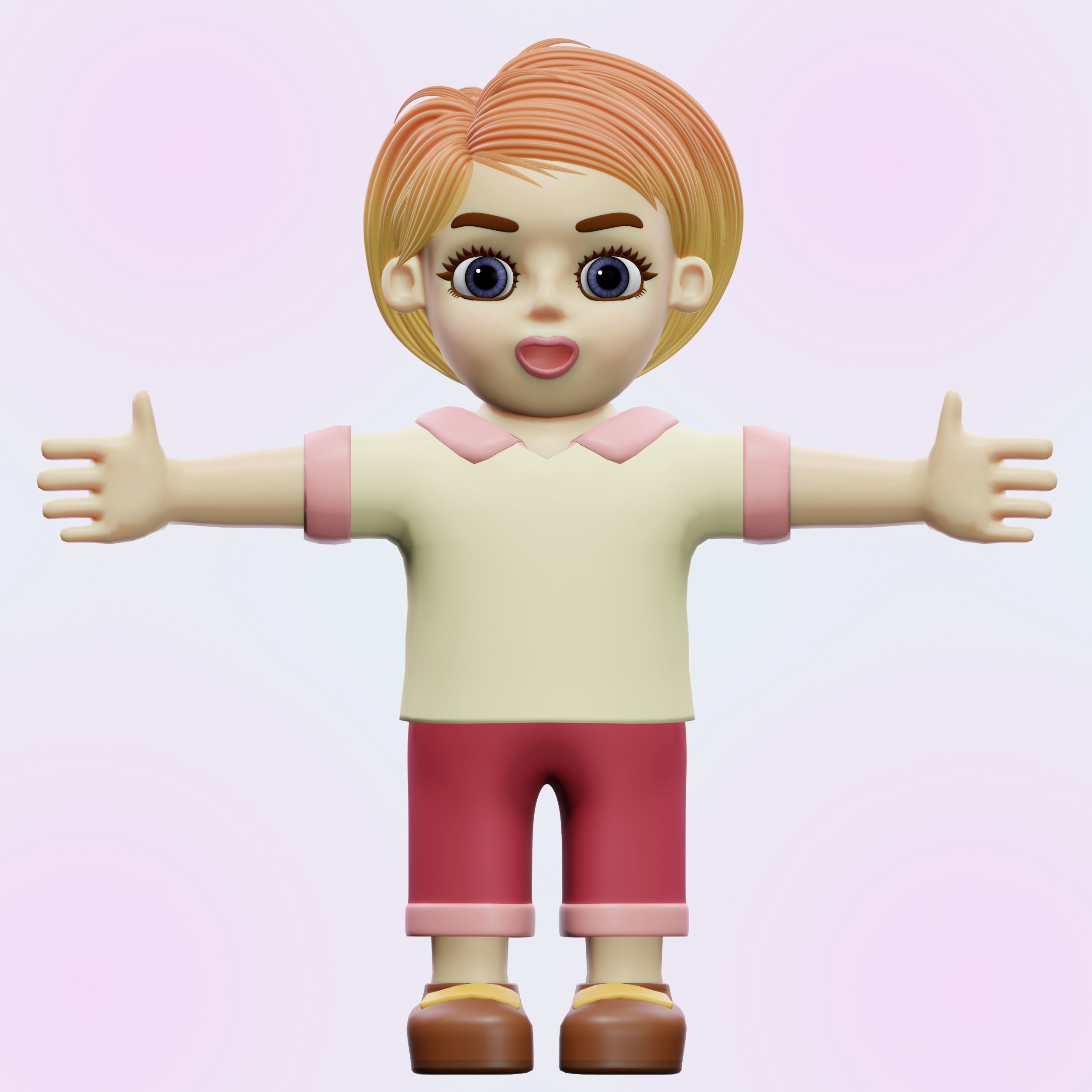 Happy Boy Trio Low-poly 3D model_3