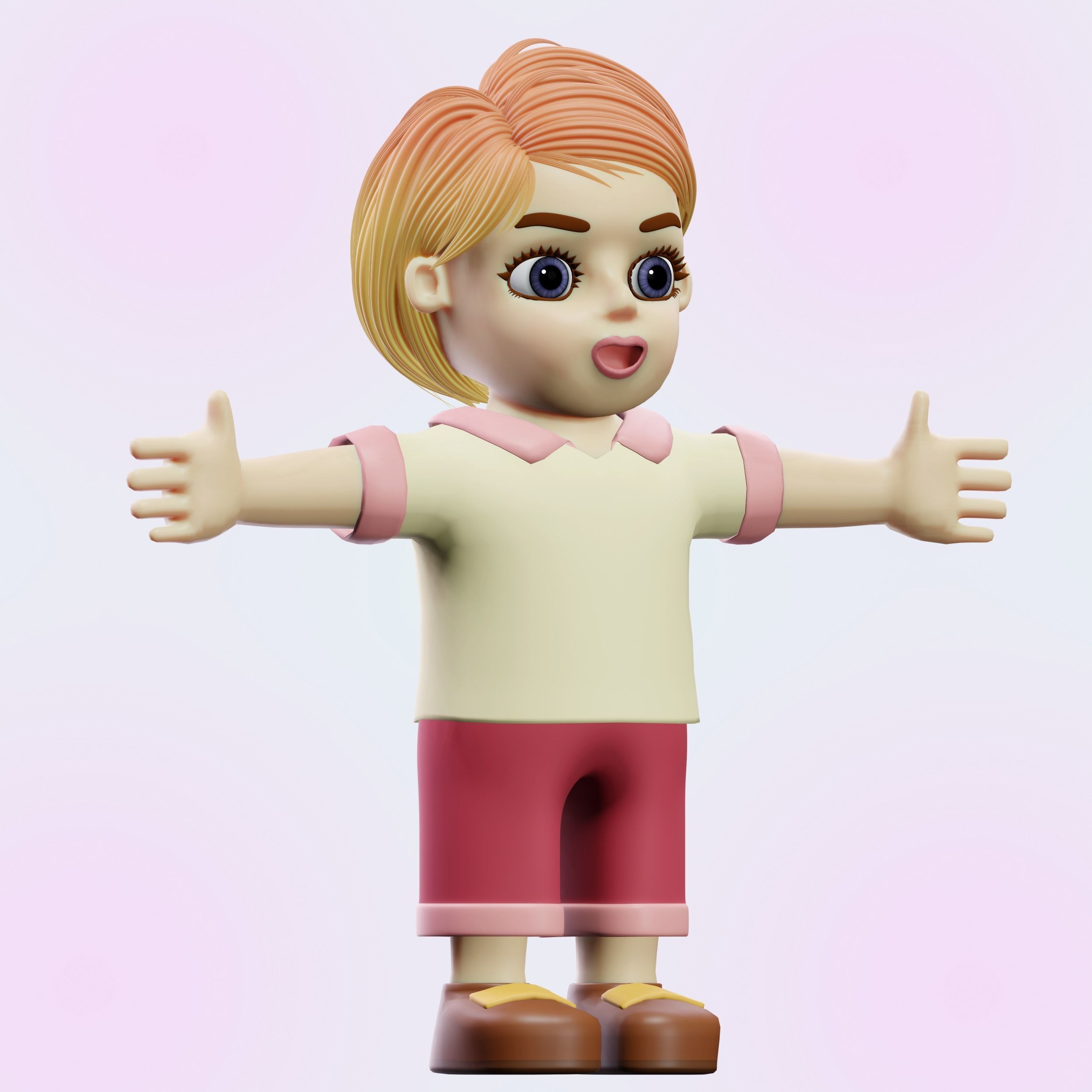 Happy Boy Trio Low-poly 3D model_5