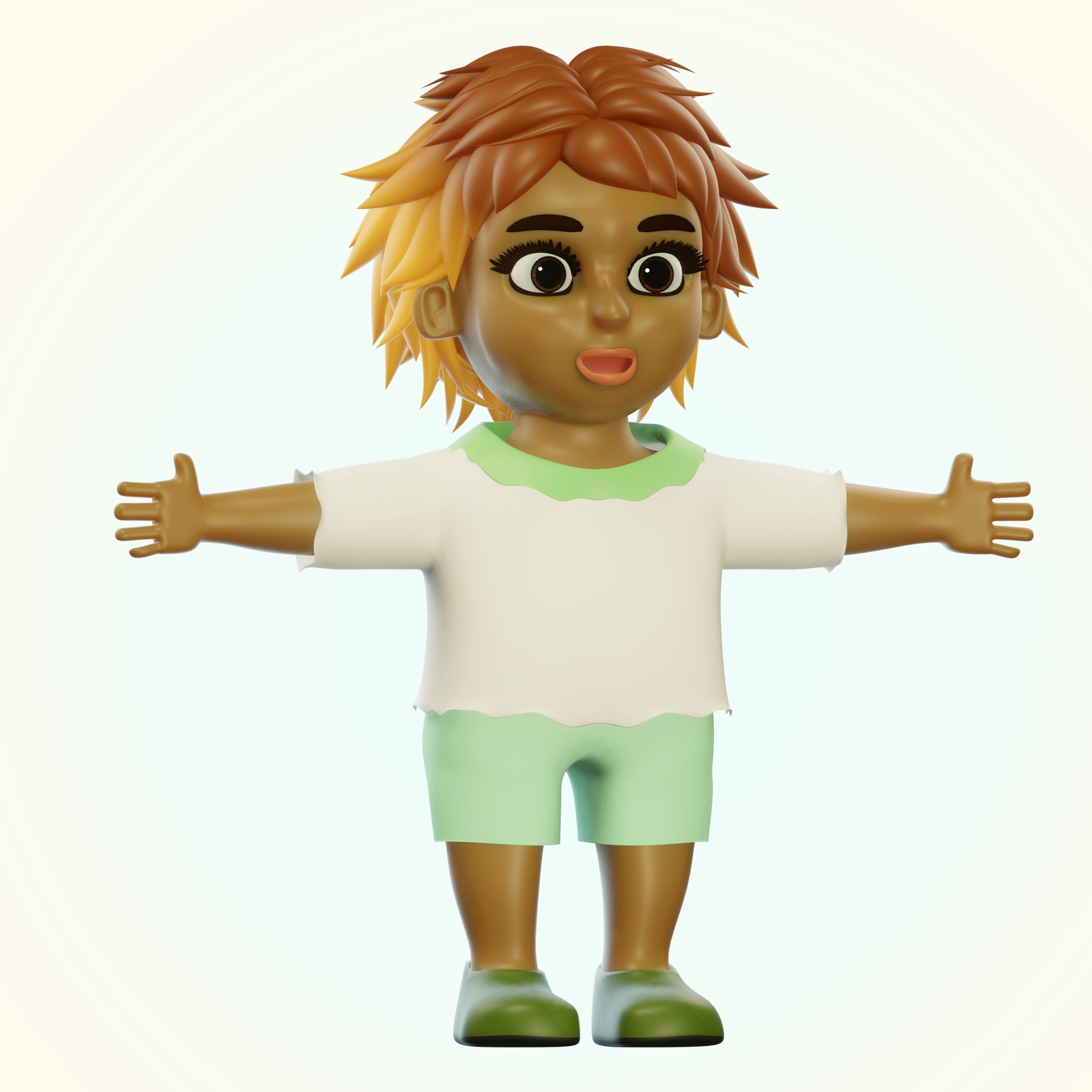 Happy Boy Trio Low-poly 3D model_12