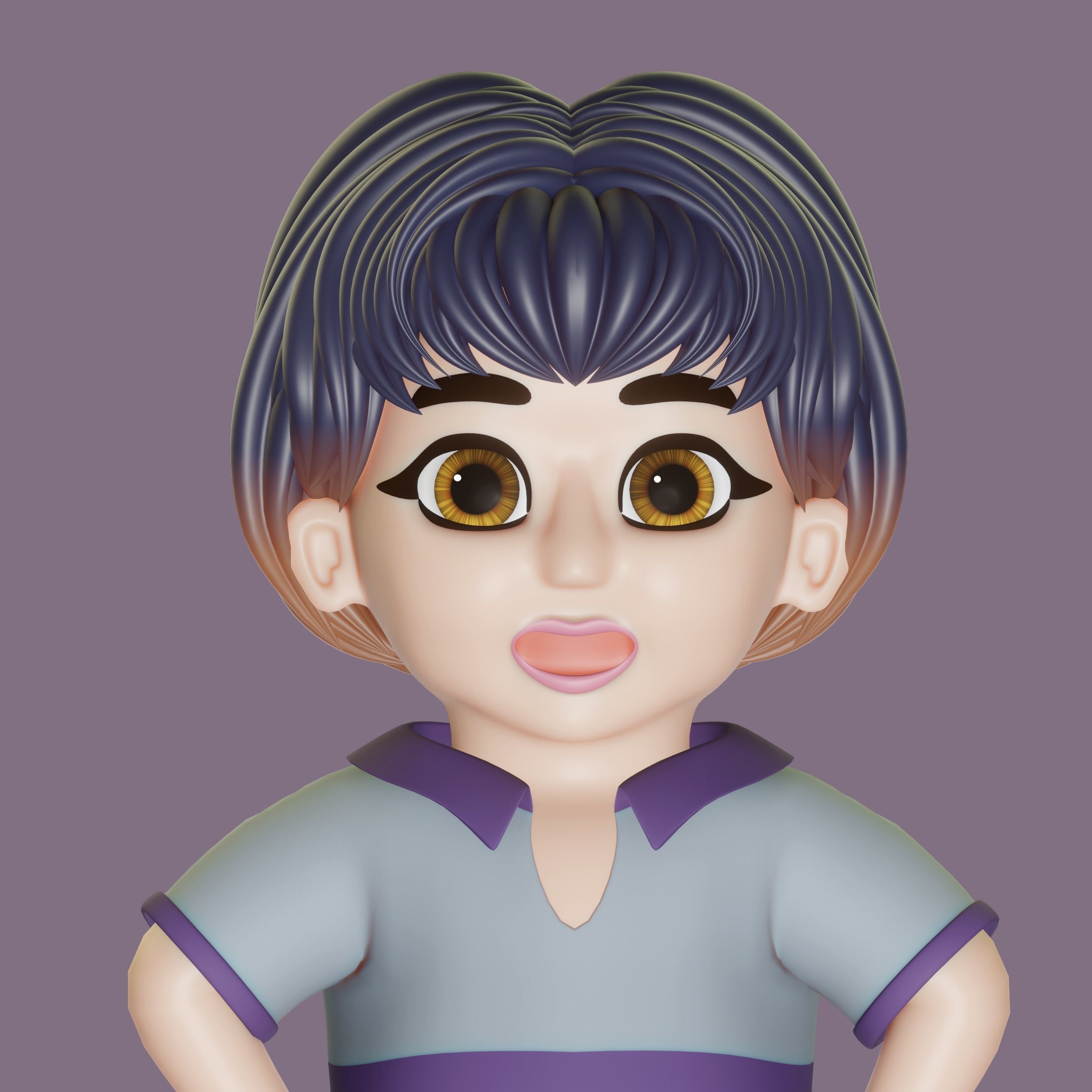 Happy Boy Trio Low-poly 3D model_19