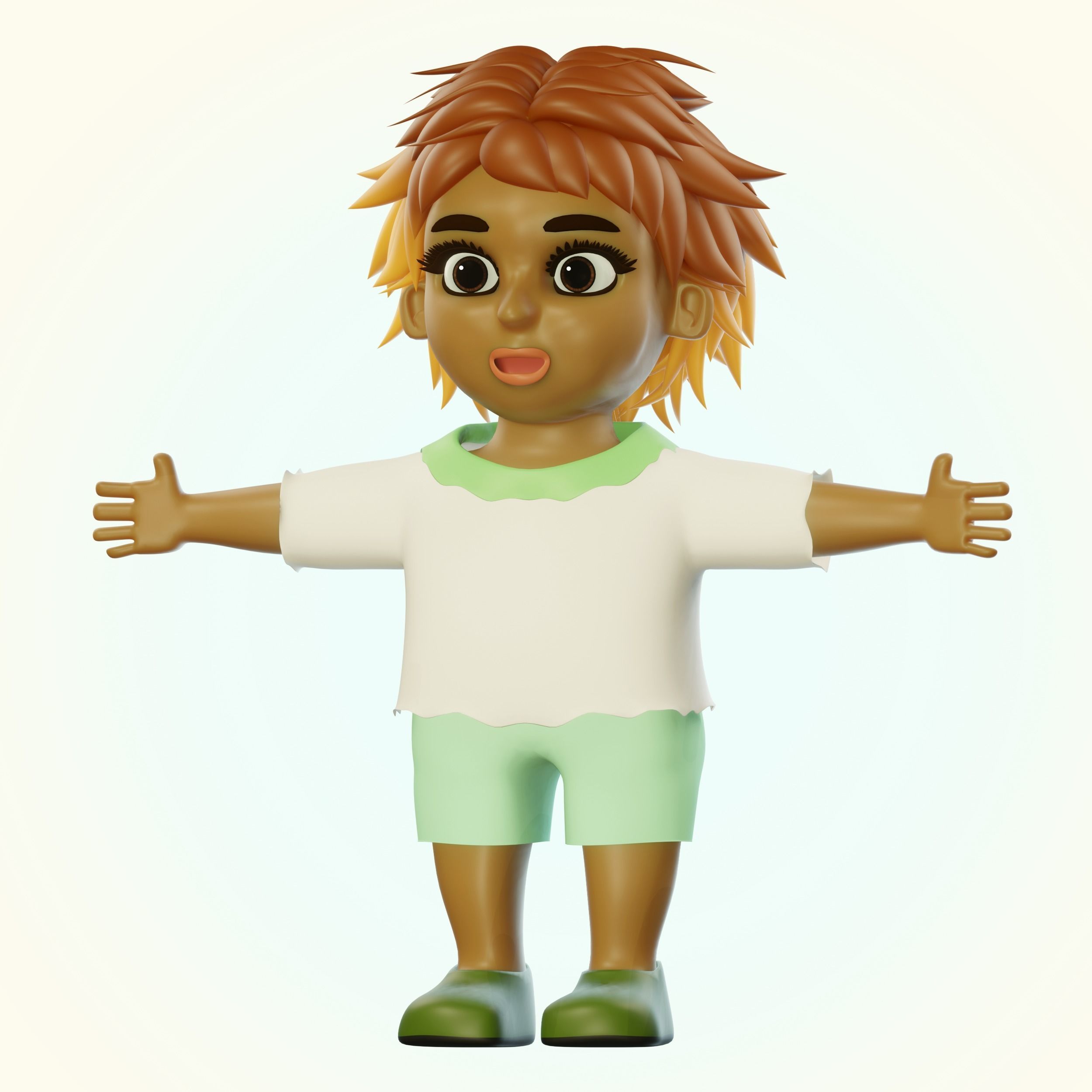 Happy Boy Trio Low-poly 3D model_14