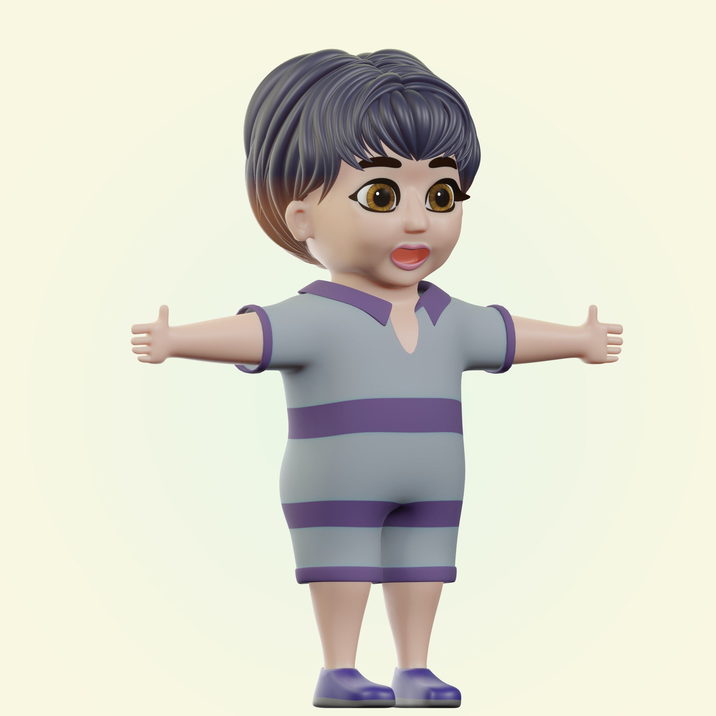 Happy Boy Trio Low-poly 3D model_24