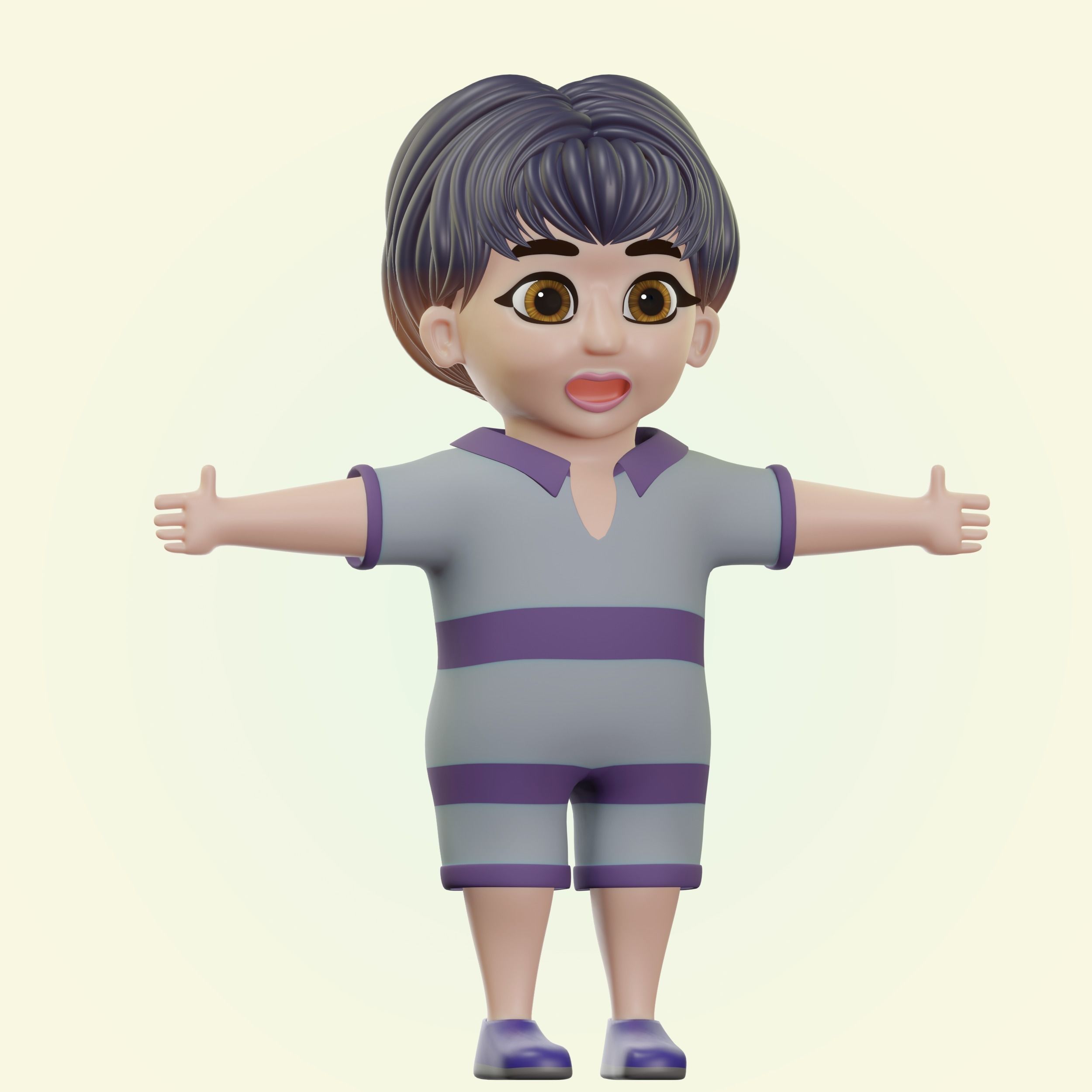 Happy Boy Trio Low-poly 3D model_23