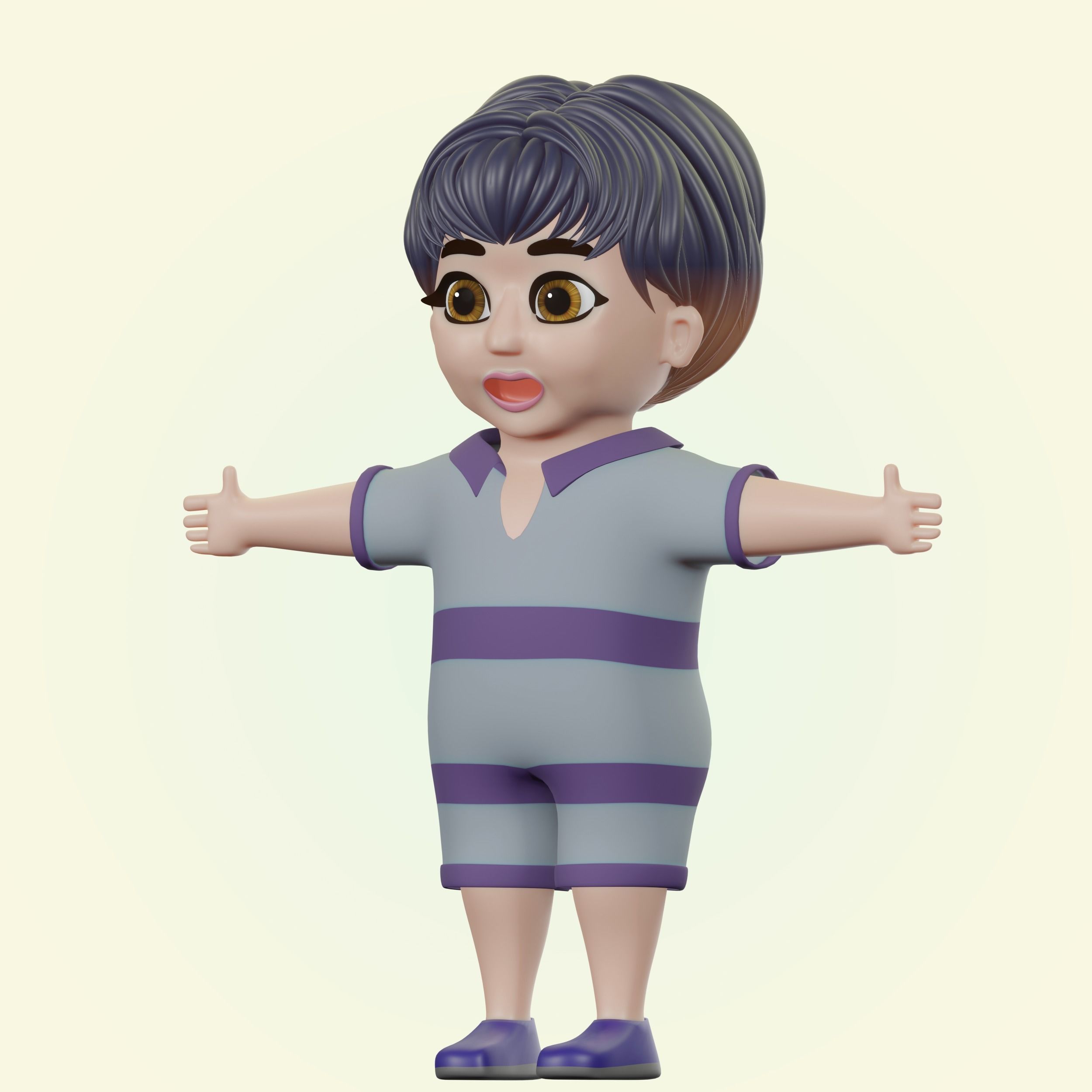 Happy Boy Trio Low-poly 3D model_20