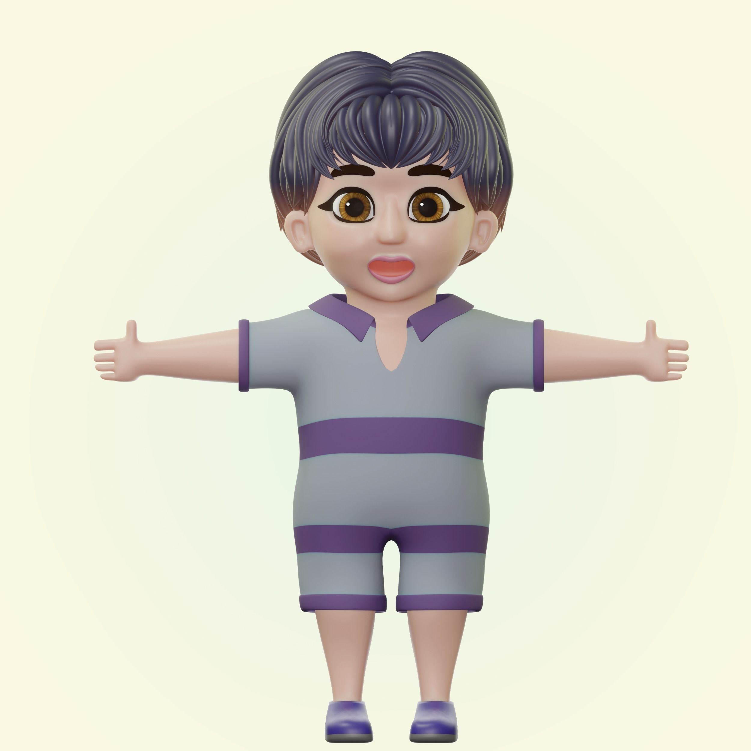 Happy Boy Trio Low-poly 3D model_22