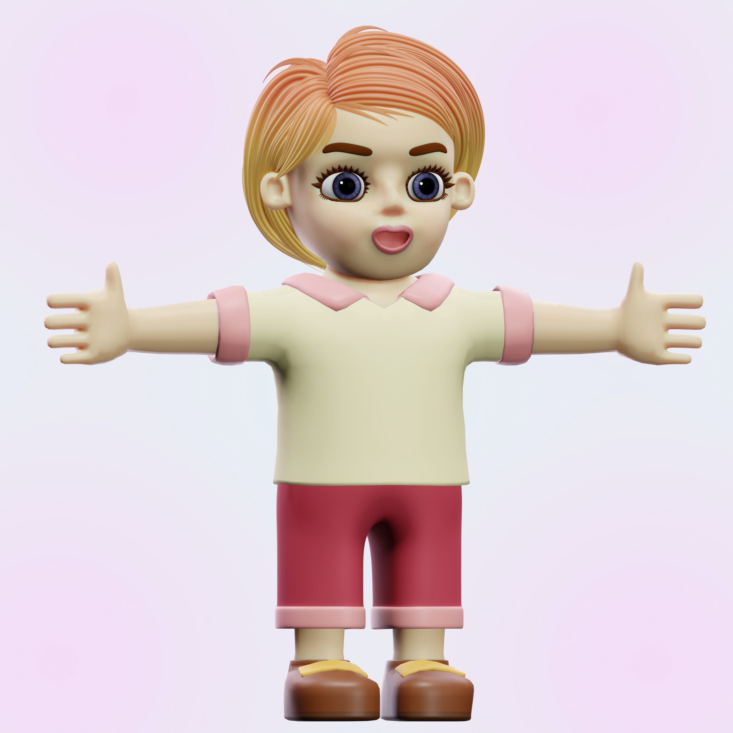 Happy Boy Trio Low-poly 3D model_4