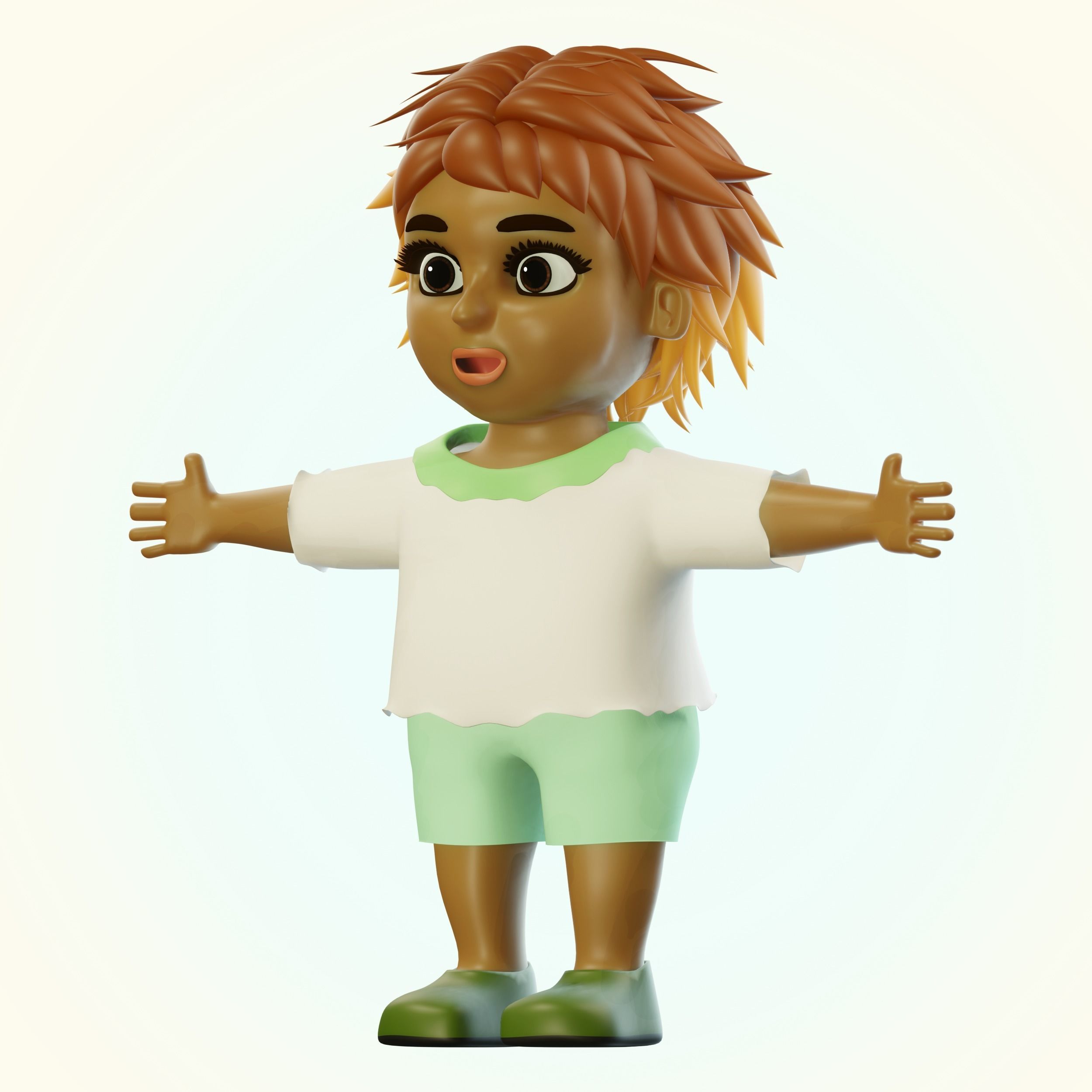 Happy Boy Trio Low-poly 3D model_15