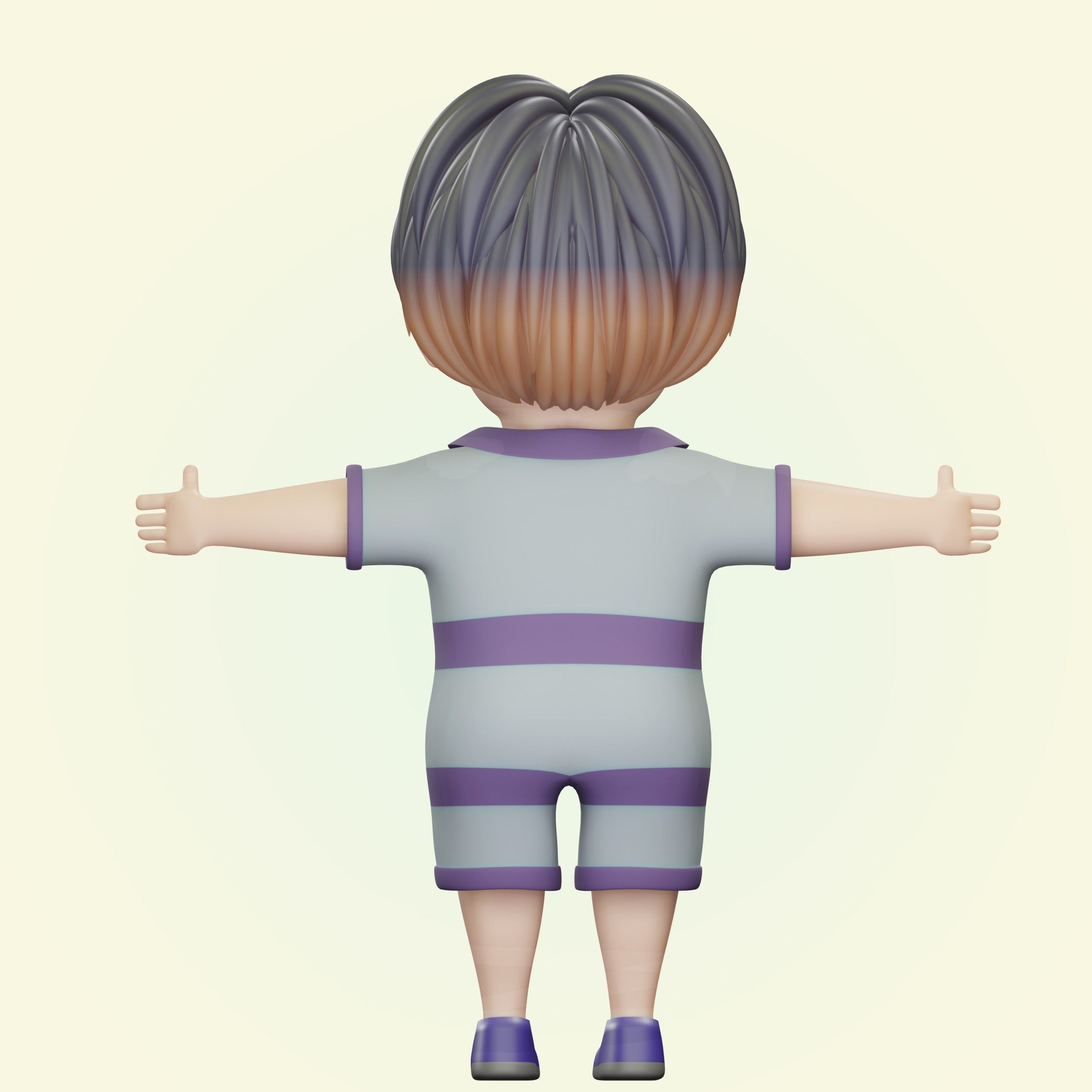 Happy Boy Trio Low-poly 3D model_25