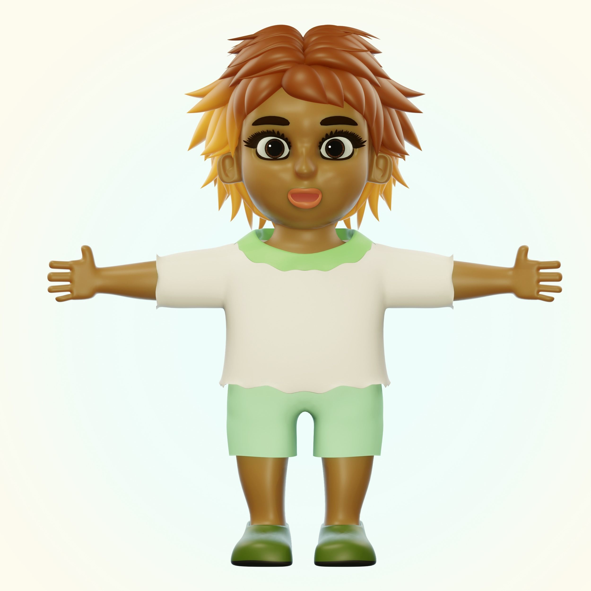 Happy Boy Trio Low-poly 3D model_13