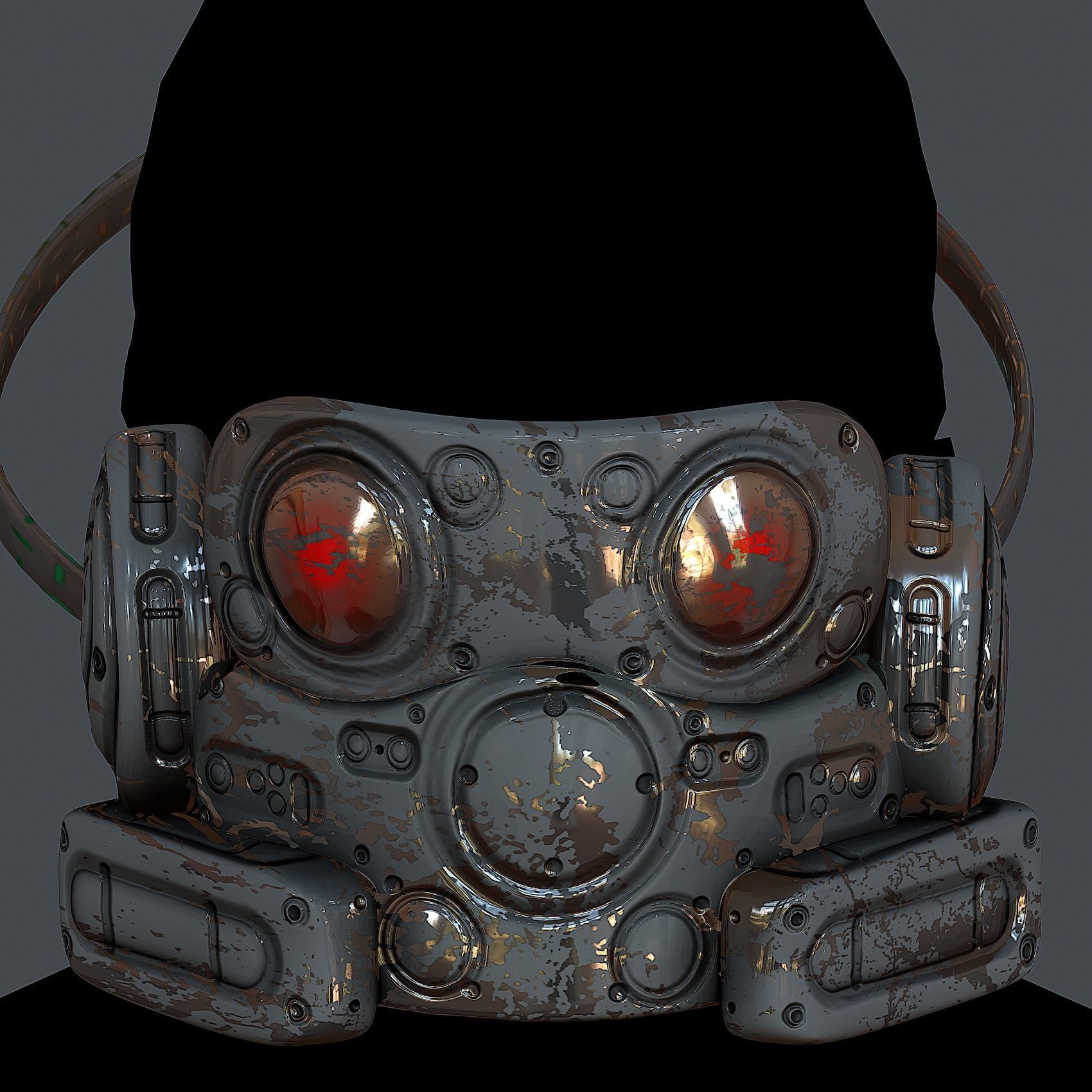 Gas mask helmet 3d model scifi Low-poly Low-poly Low-poly 3D model_1