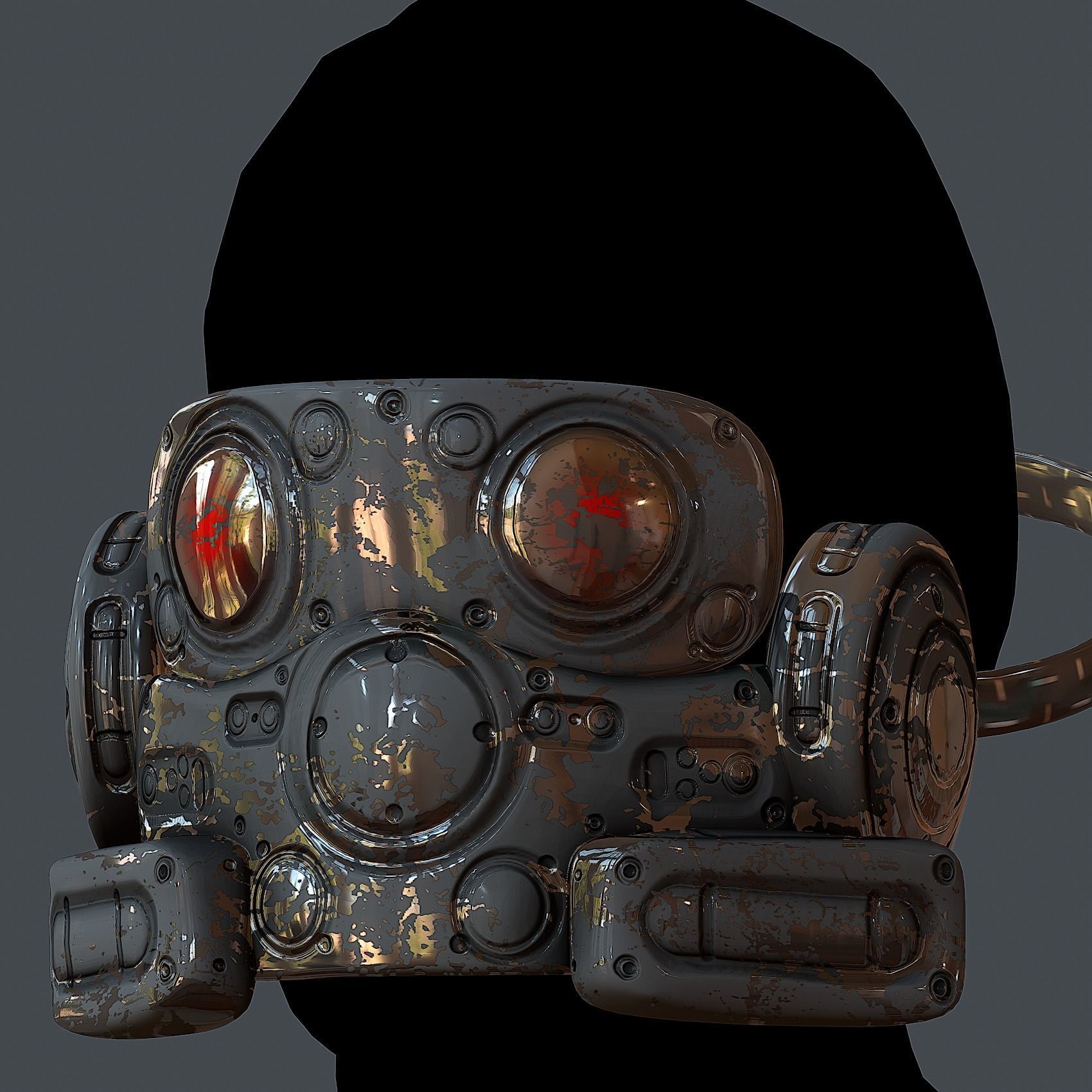 Gas mask helmet 3d model scifi Low-poly Low-poly Low-poly 3D model_4