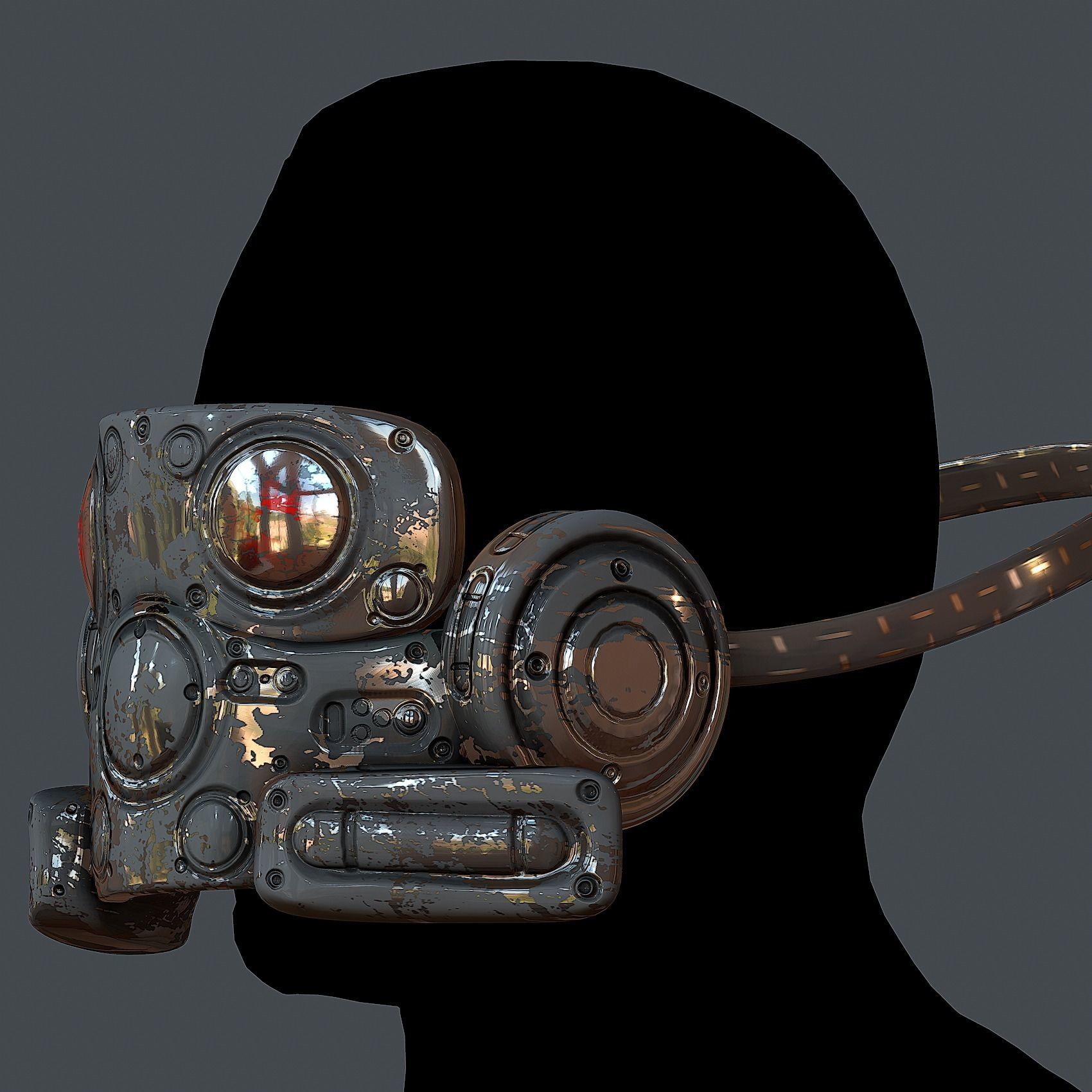 Gas mask helmet 3d model scifi Low-poly Low-poly Low-poly 3D model_5