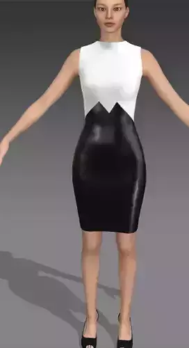 DRESS COLOR BLACK  LEATHER AND WHITE COLOR