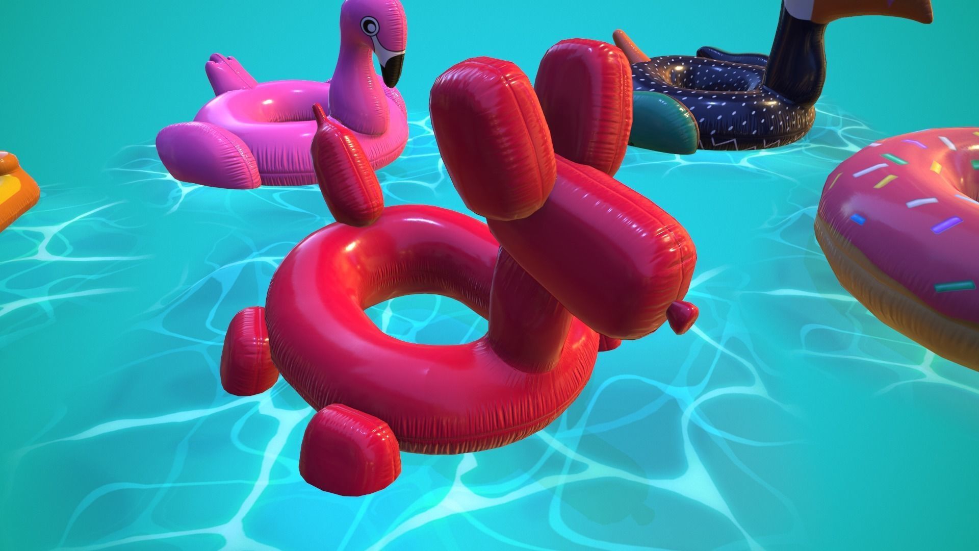 Inflatable Pool Floats PACK III Low-poly 3D model_18