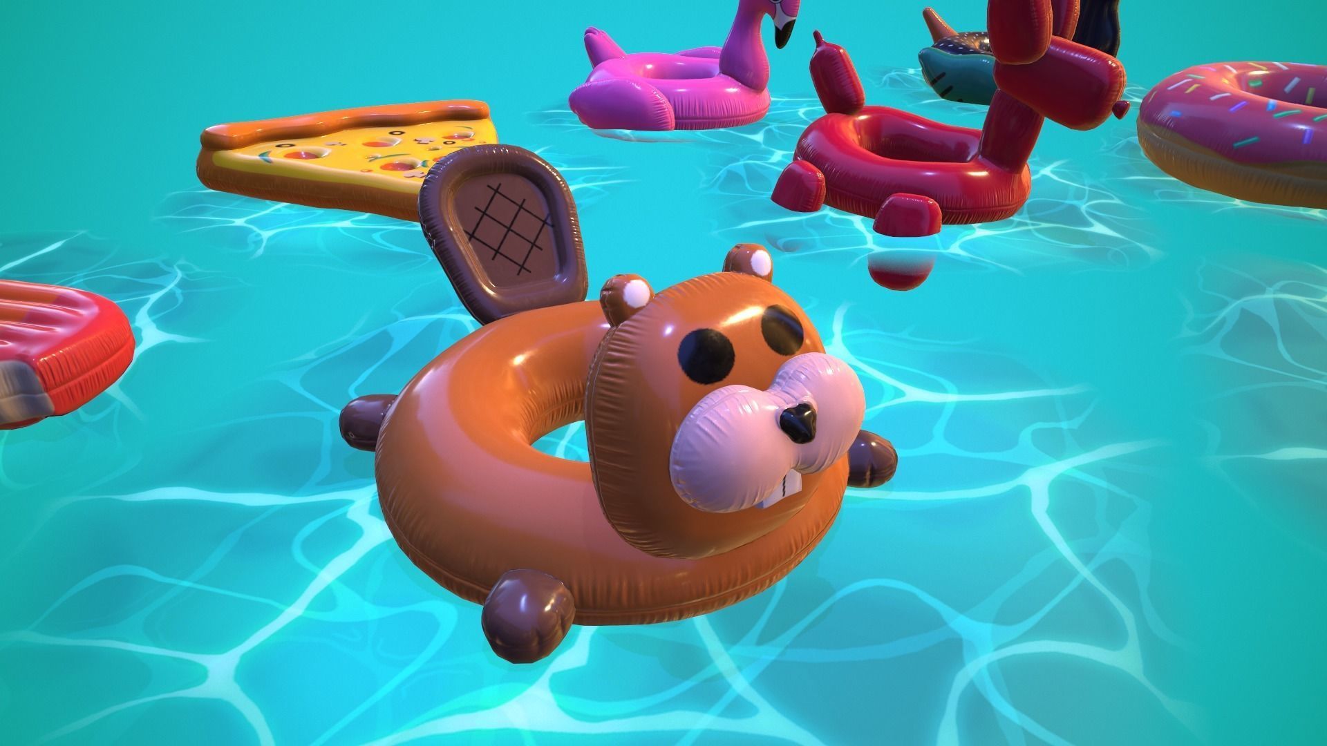 Inflatable Pool Floats PACK III Low-poly 3D model_19