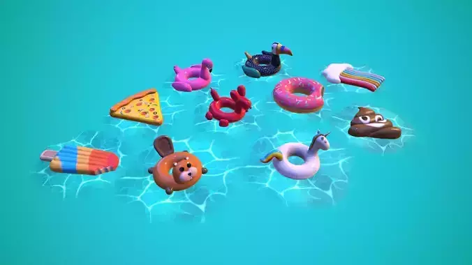 Inflatable Pool Floats PACK III Low-poly 3D model