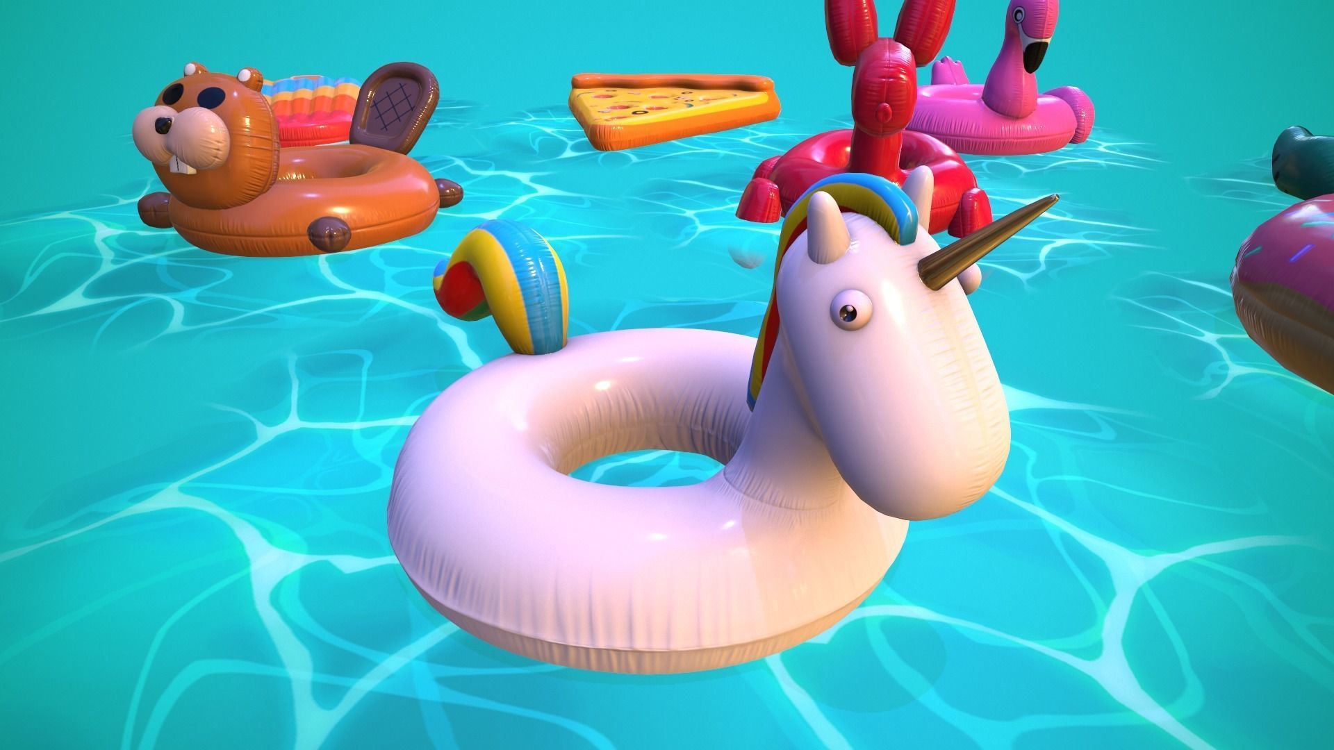 Inflatable Pool Floats PACK III Low-poly 3D model_20