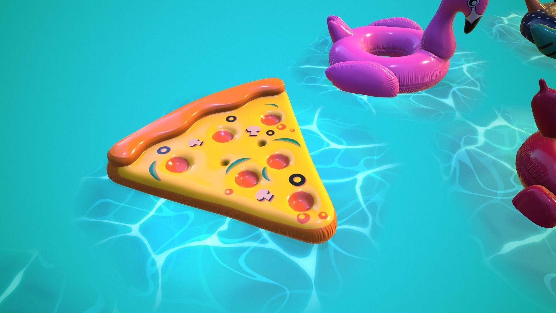 Inflatable Pool Floats PACK III Low-poly 3D model_13
