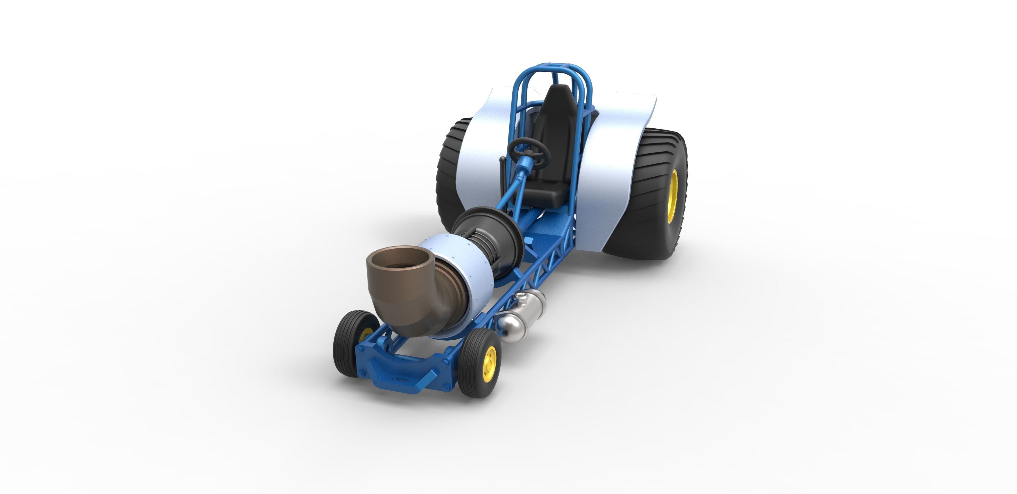 Mini Rod pulling tractor with jet engine 2 Scale 1 to 25 3D print model_3