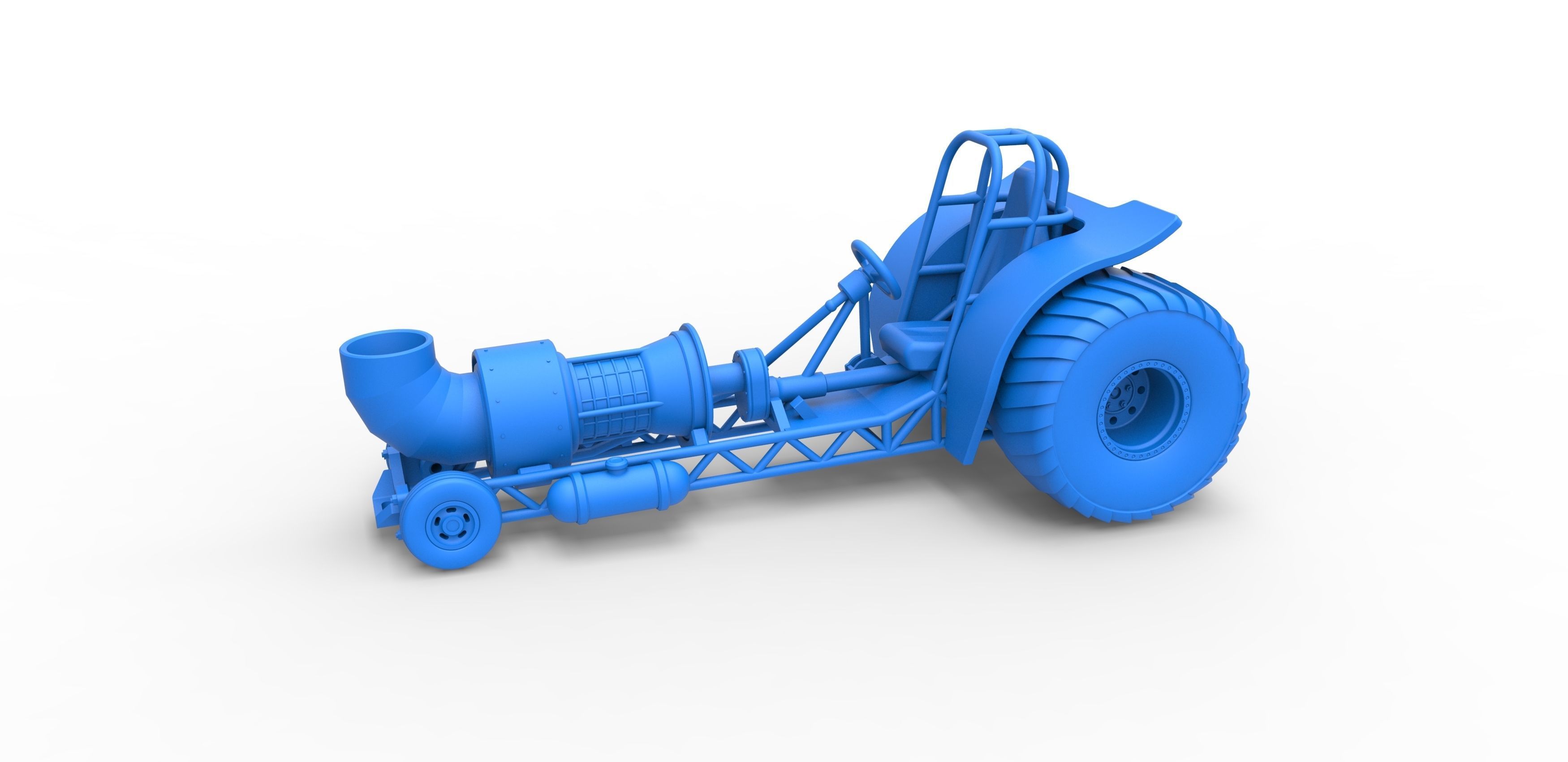 Mini Rod pulling tractor with jet engine 2 Scale 1 to 25 3D print model_14