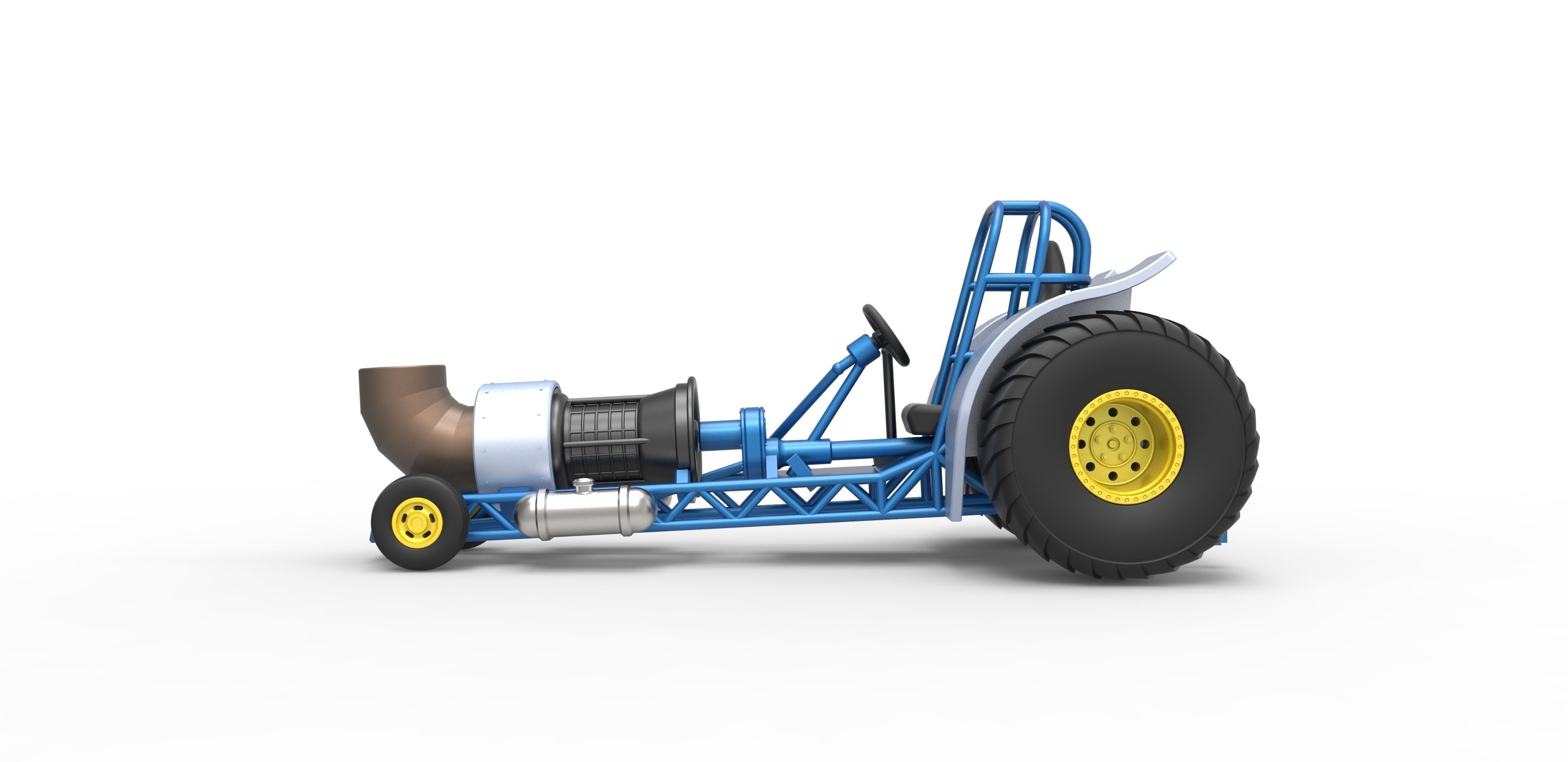 Mini Rod pulling tractor with jet engine 2 Scale 1 to 25 3D print model_7