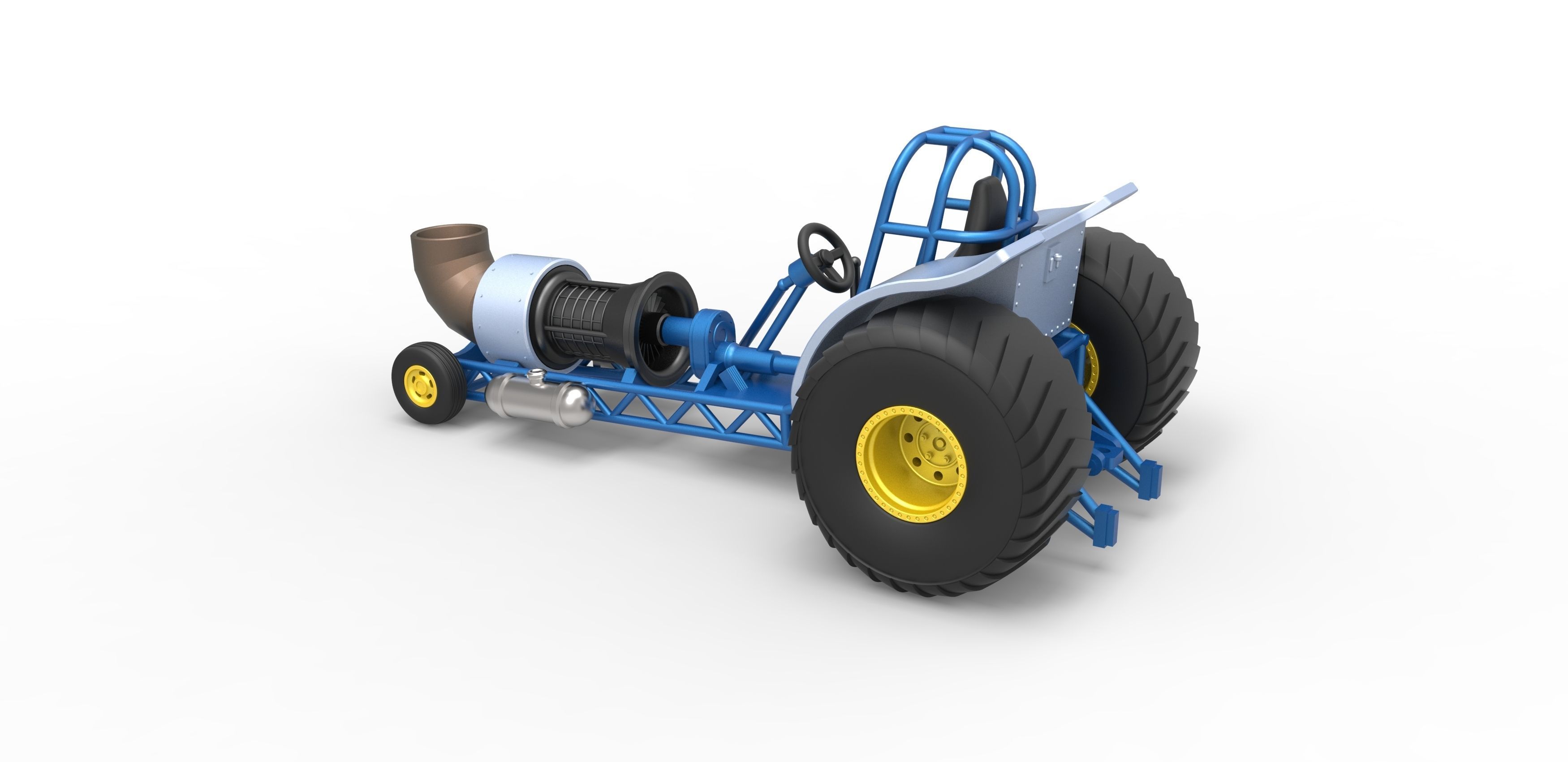 Mini Rod pulling tractor with jet engine 2 Scale 1 to 25 3D print model_10