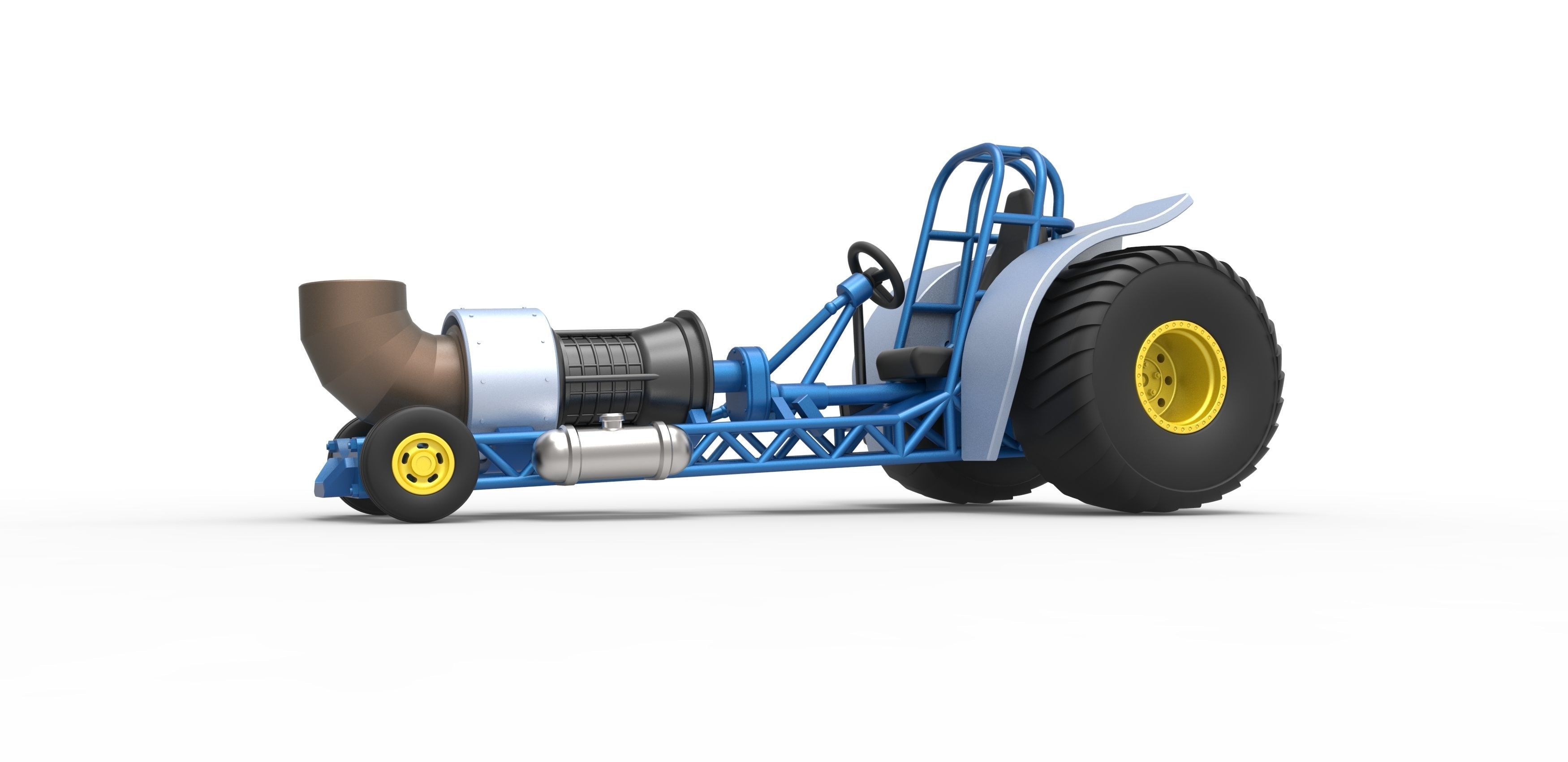 Mini Rod pulling tractor with jet engine 2 Scale 1 to 25 3D print model_2