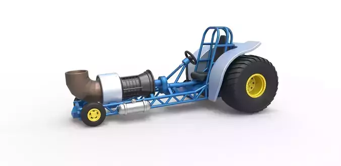 Mini Rod pulling tractor with jet engine 2 Scale 1 to 25 3D print model