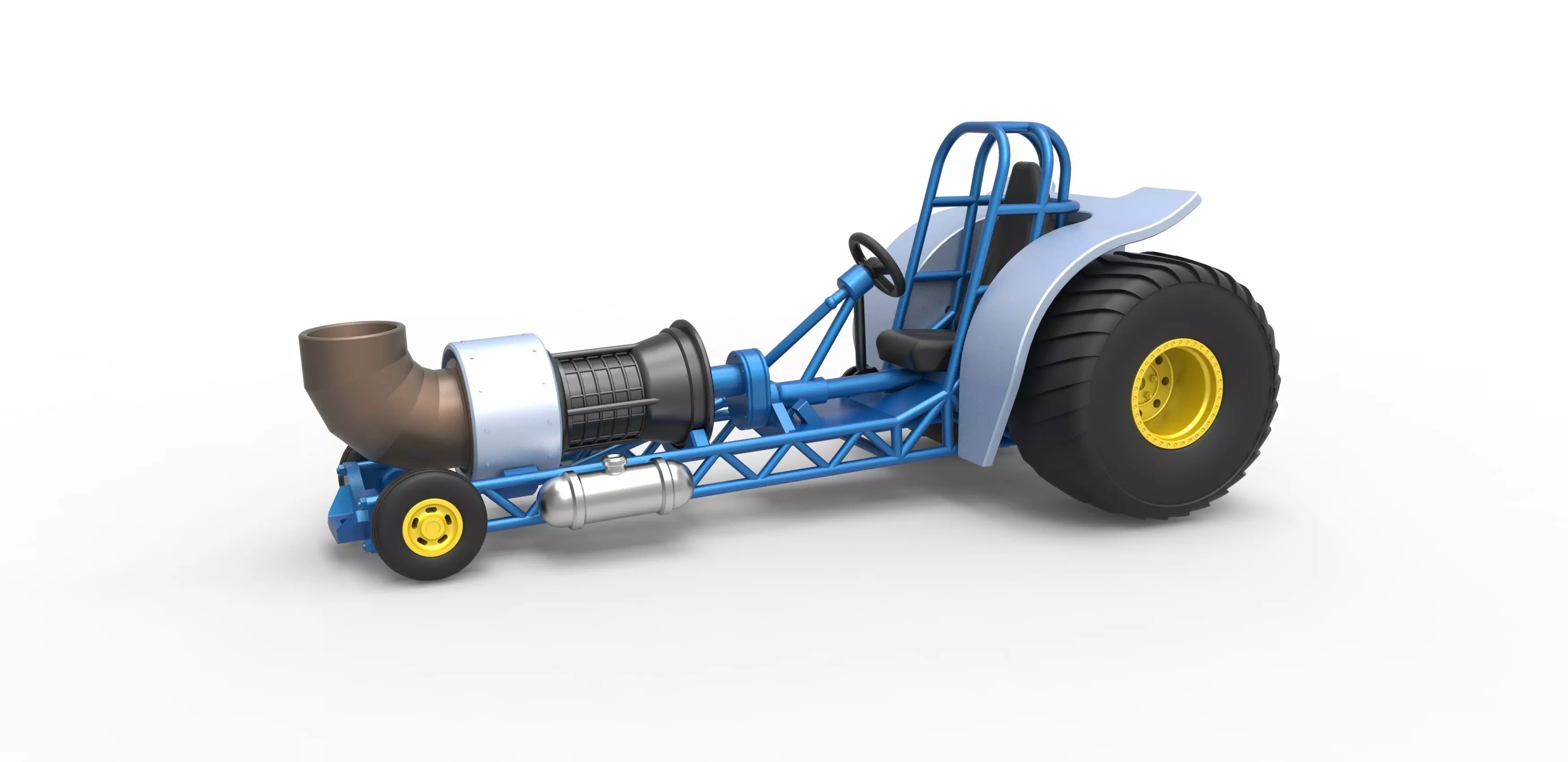 Mini Rod pulling tractor with jet engine 2 Scale 1 to 25 3D print model_0