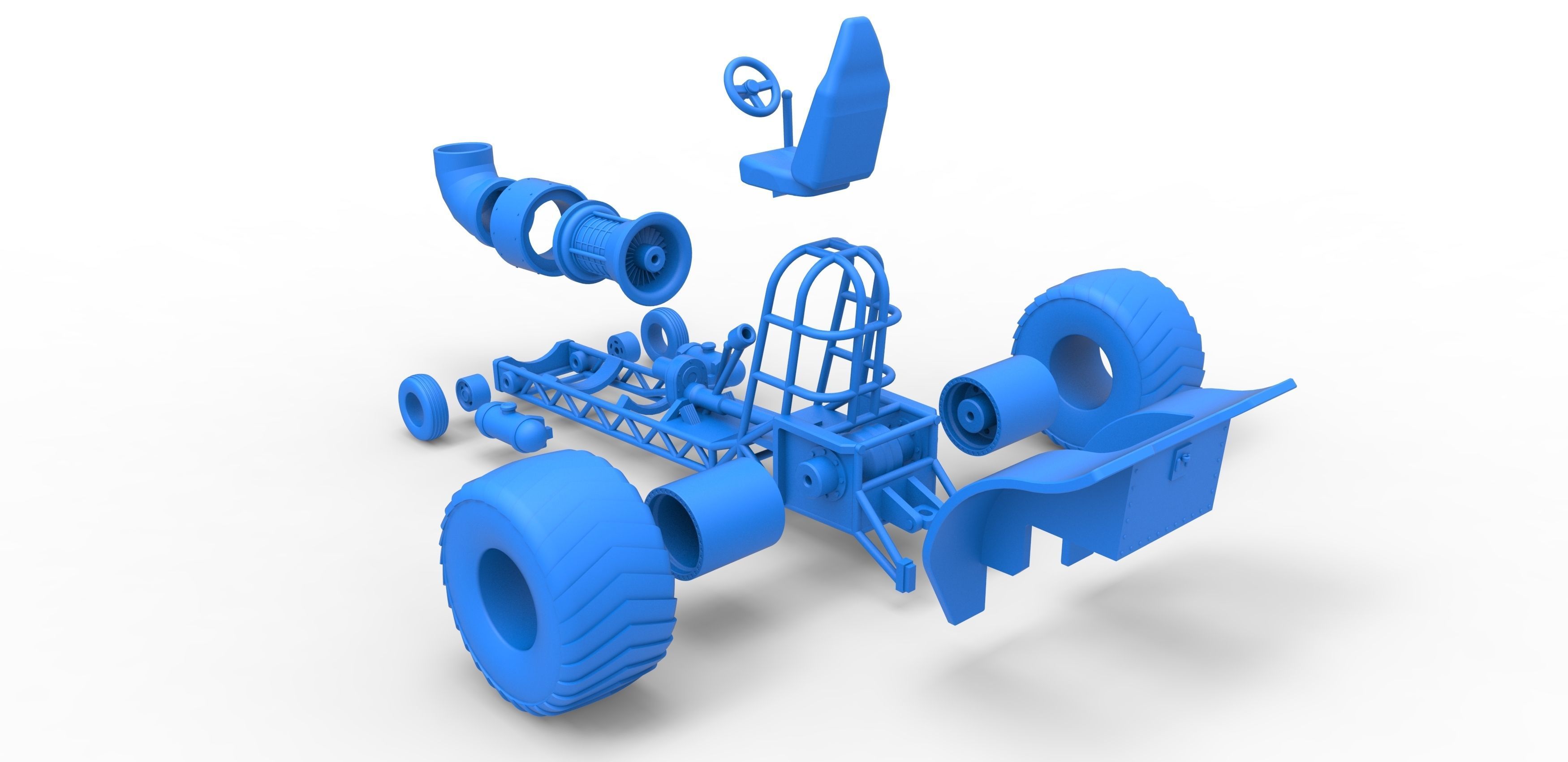 Mini Rod pulling tractor with jet engine 2 Scale 1 to 25 3D print model_32