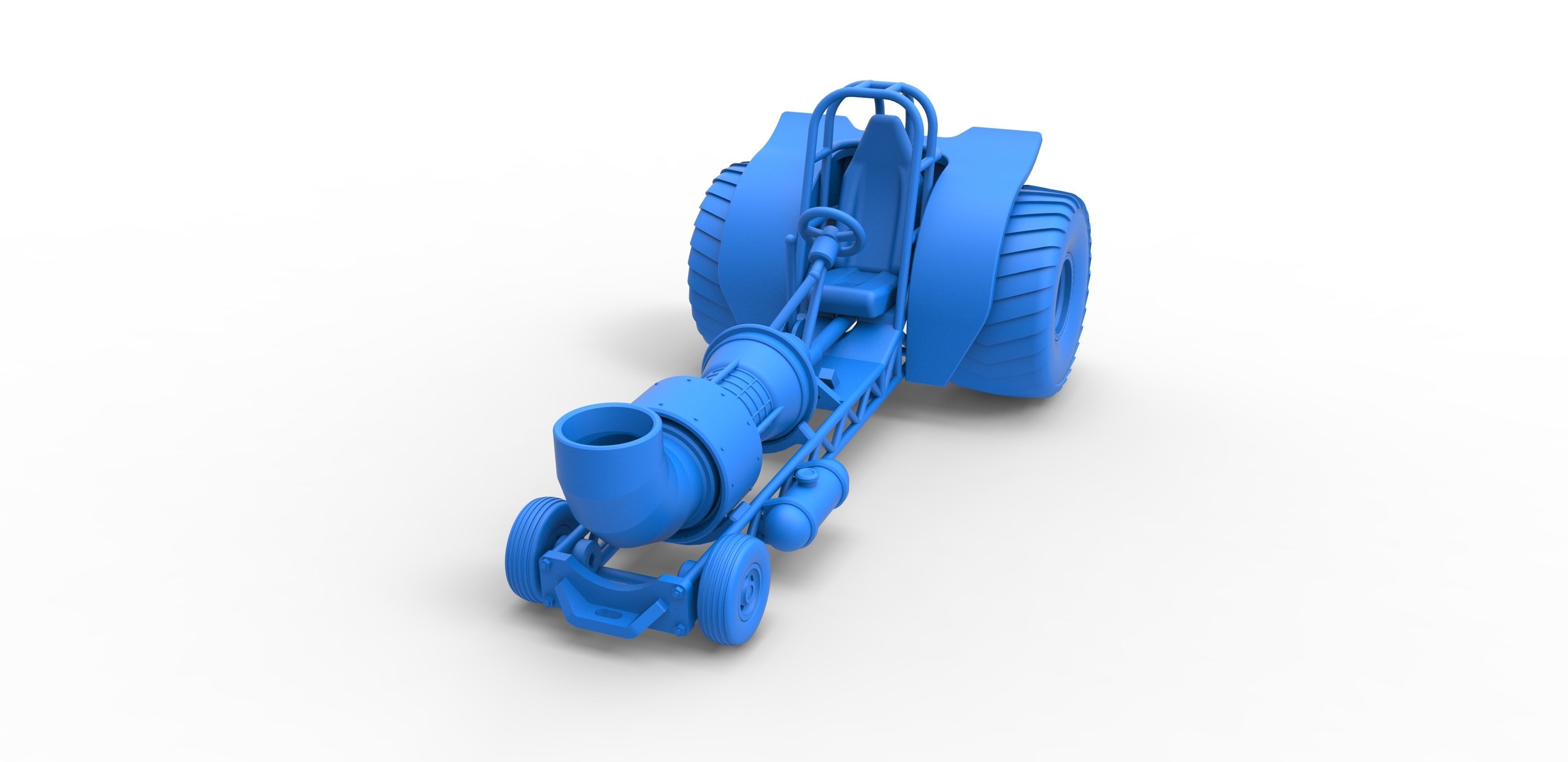 Mini Rod pulling tractor with jet engine 2 Scale 1 to 25 3D print model_16