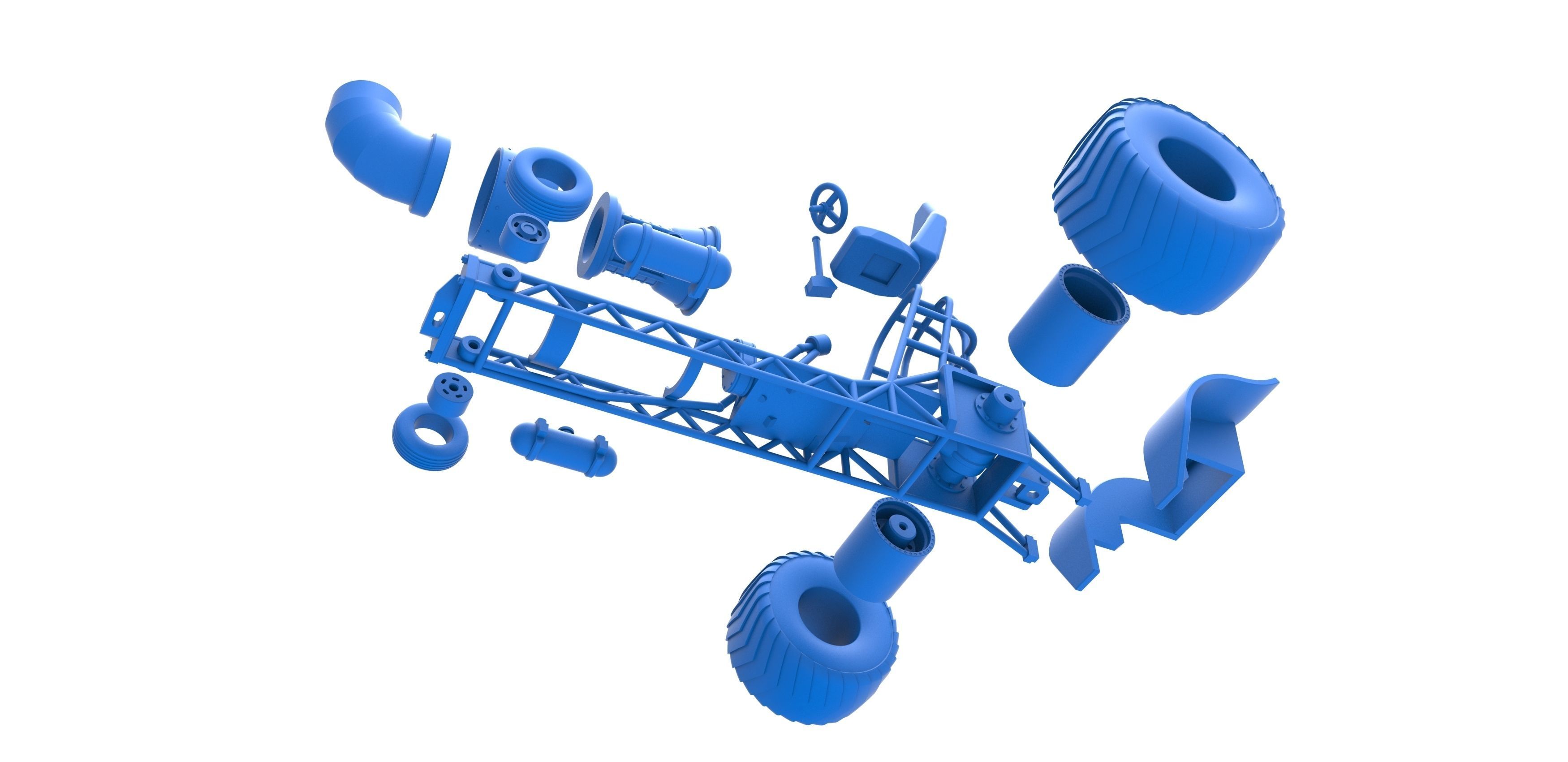 Mini Rod pulling tractor with jet engine 2 Scale 1 to 25 3D print model_28