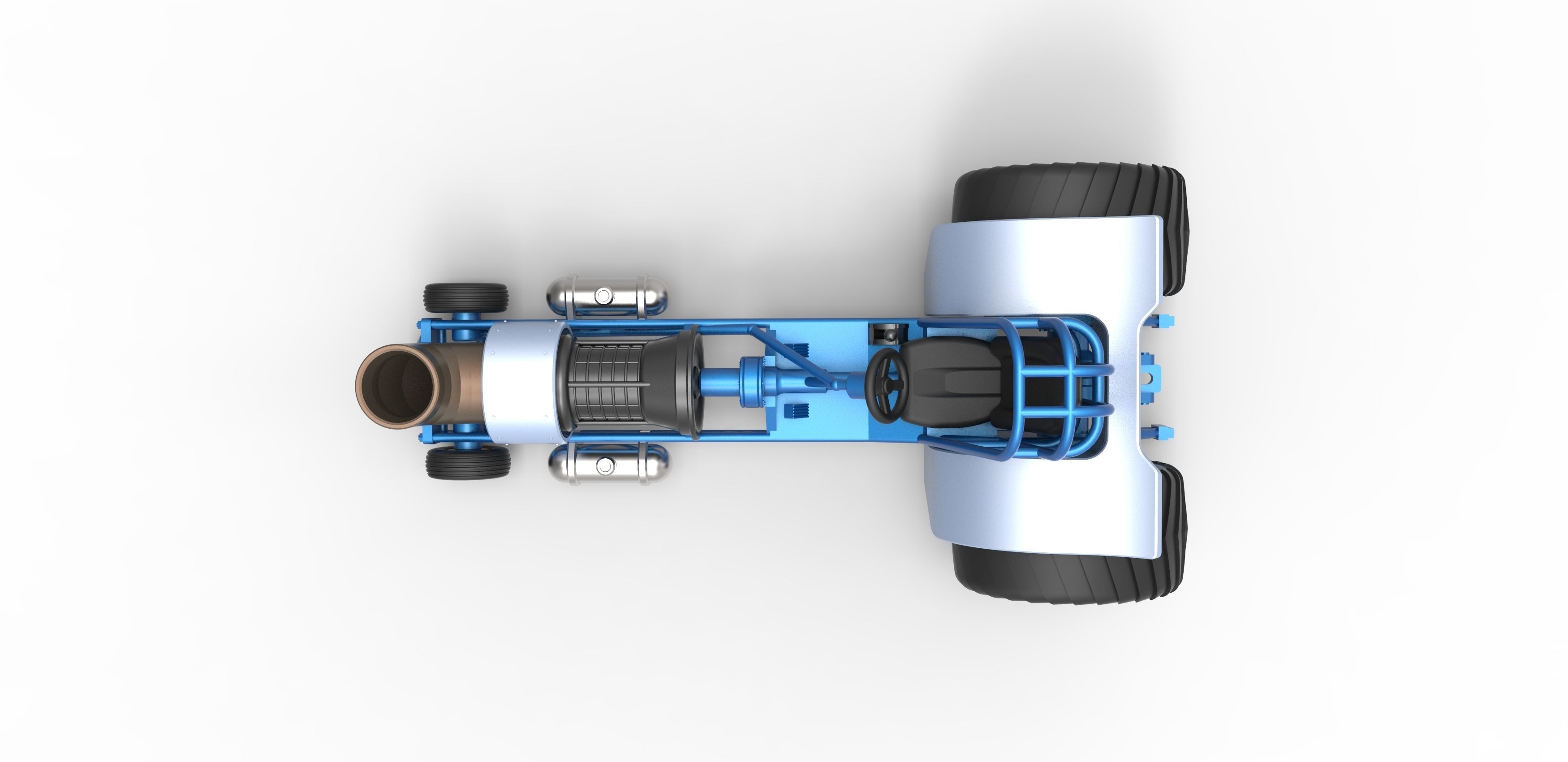 Mini Rod pulling tractor with jet engine 2 Scale 1 to 25 3D print model_9