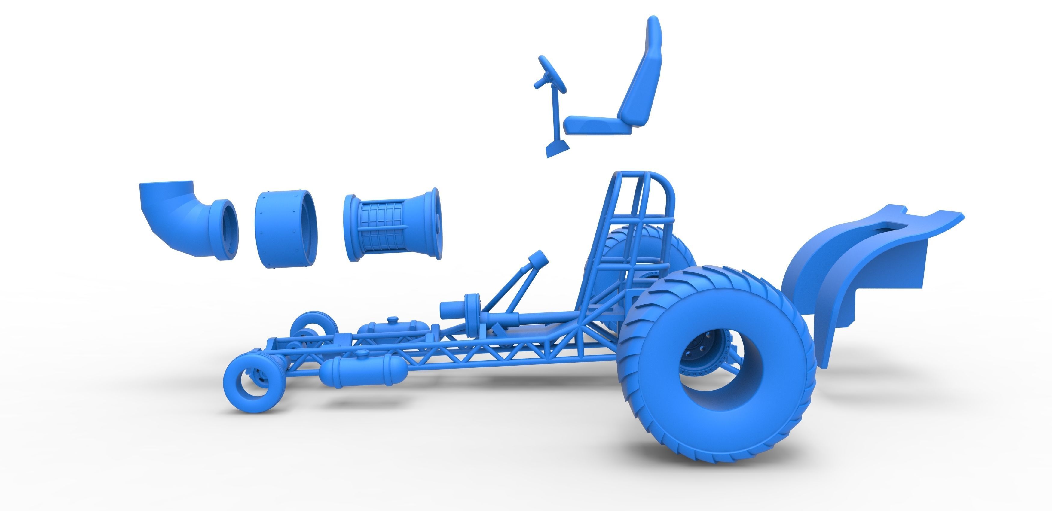 Mini Rod pulling tractor with jet engine 2 Scale 1 to 25 3D print model_30